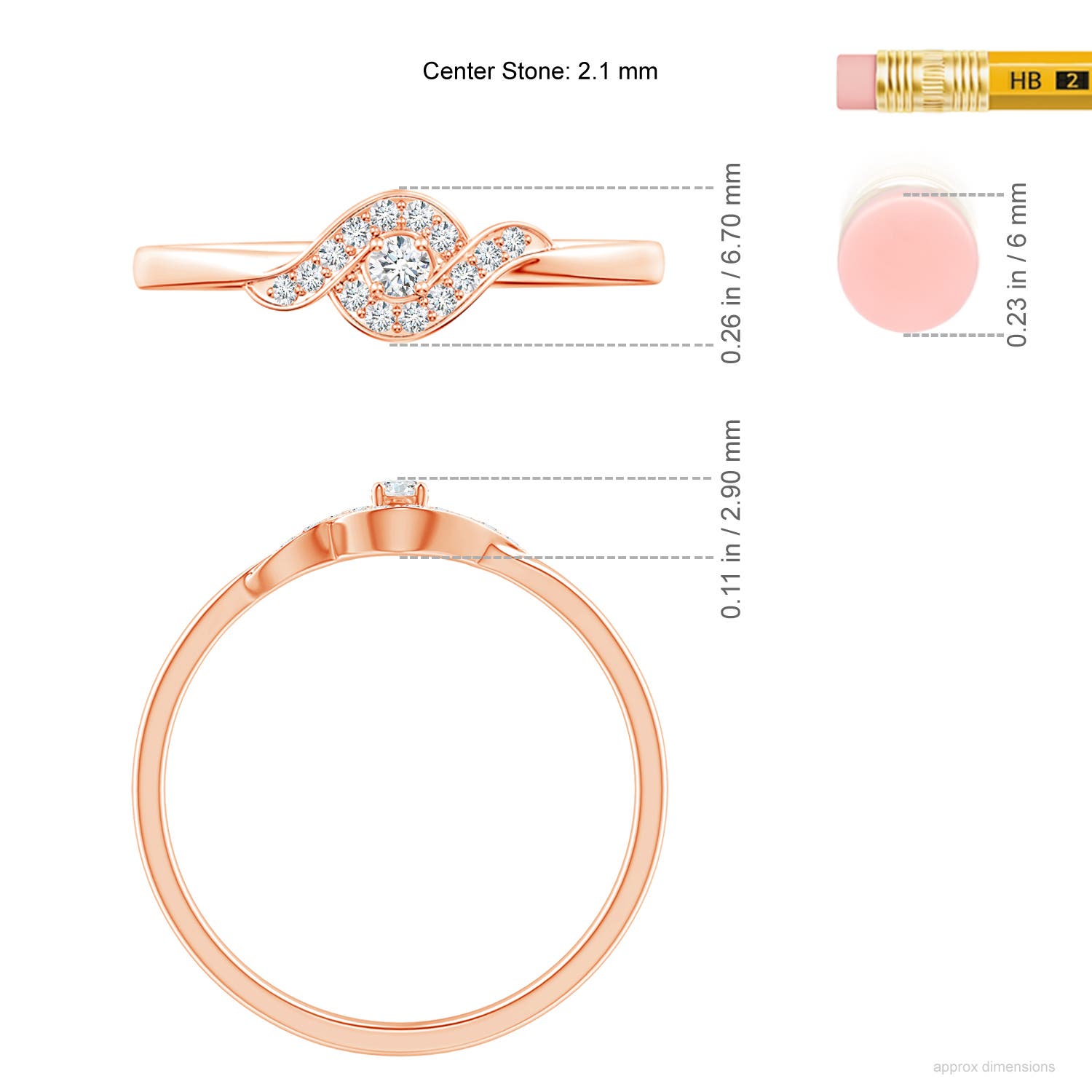 G, VS2 / 0.12 CT / 14 KT Rose Gold