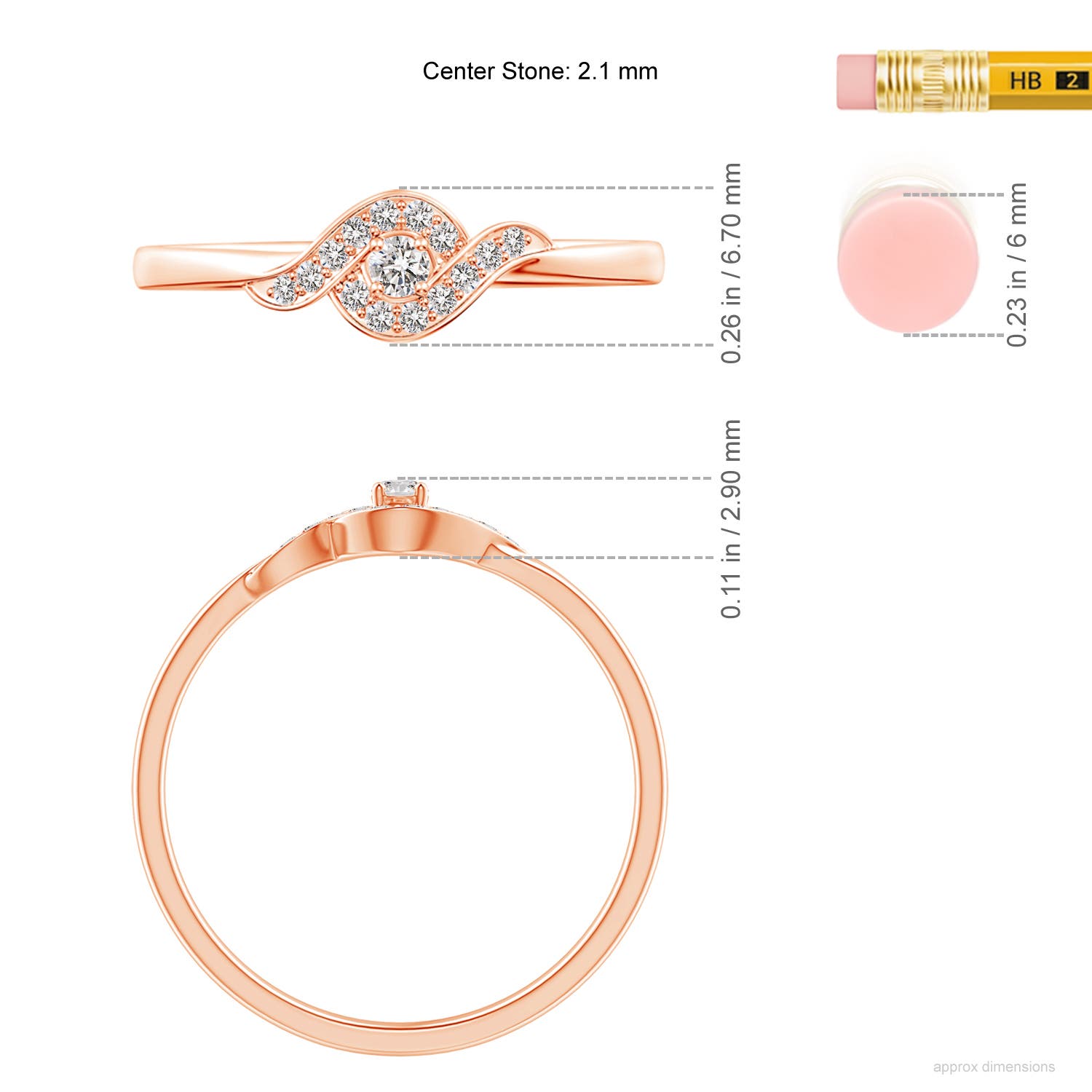 I-J, I1-I2 / 0.12 CT / 14 KT Rose Gold