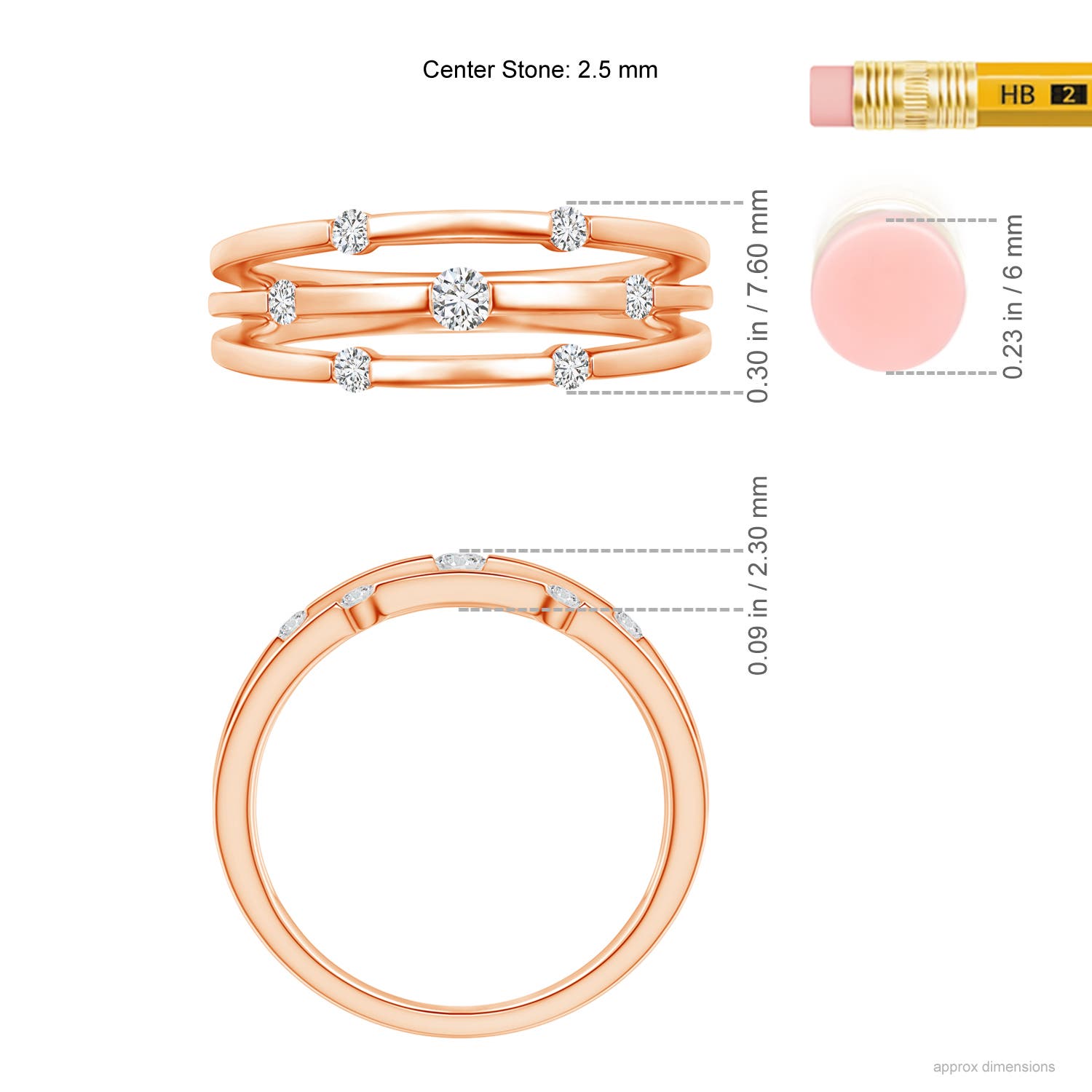 H, SI2 / 0.23 CT / 14 KT Rose Gold