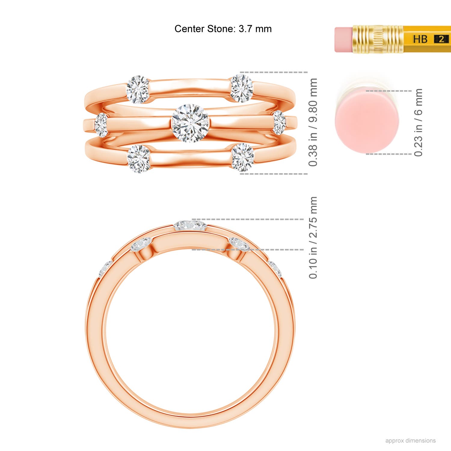 H, SI2 / 0.76 CT / 14 KT Rose Gold