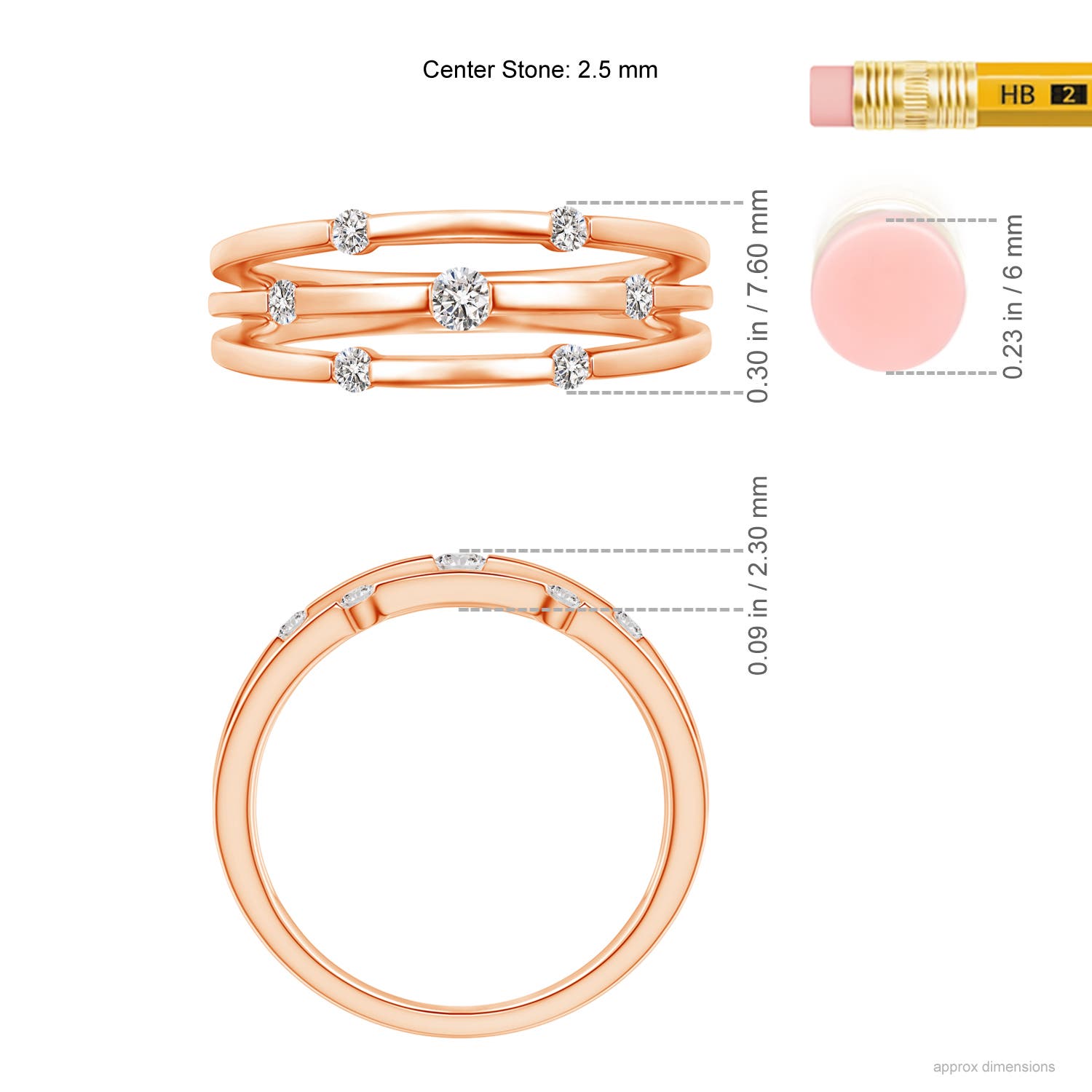 I-J, I1-I2 / 0.23 CT / 14 KT Rose Gold