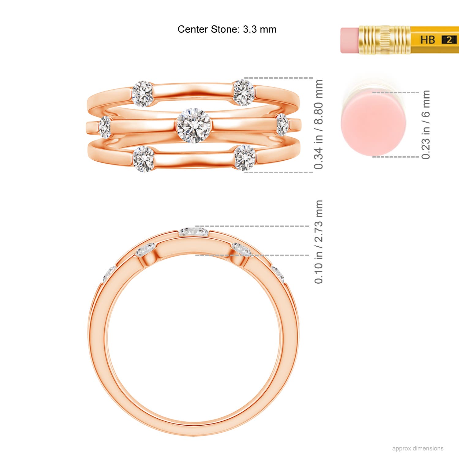 I-J, I1-I2 / 0.5 CT / 14 KT Rose Gold