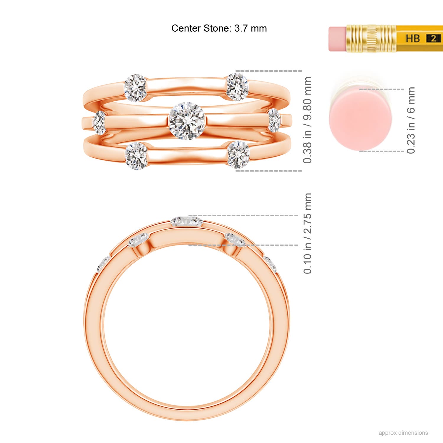 I-J, I1-I2 / 0.76 CT / 14 KT Rose Gold