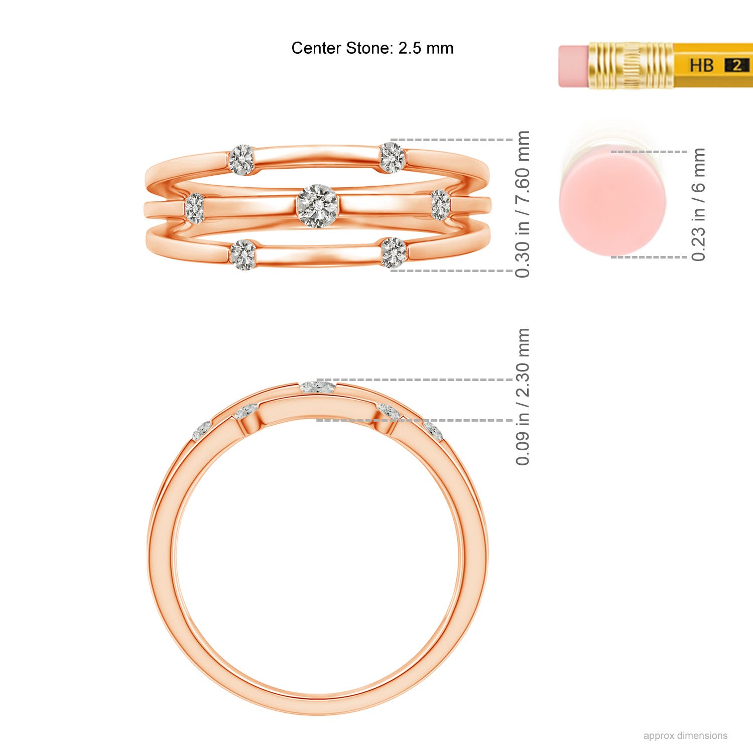 K, I3 / 0.23 CT / 14 KT Rose Gold