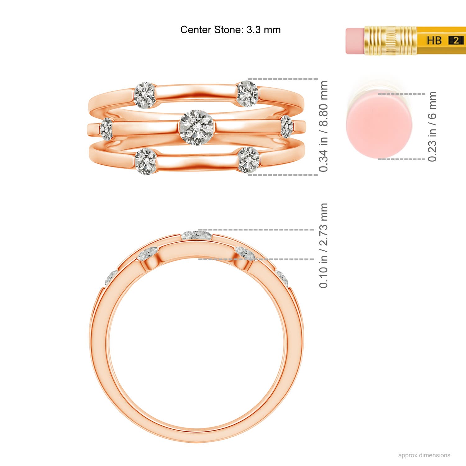 K, I3 / 0.5 CT / 14 KT Rose Gold