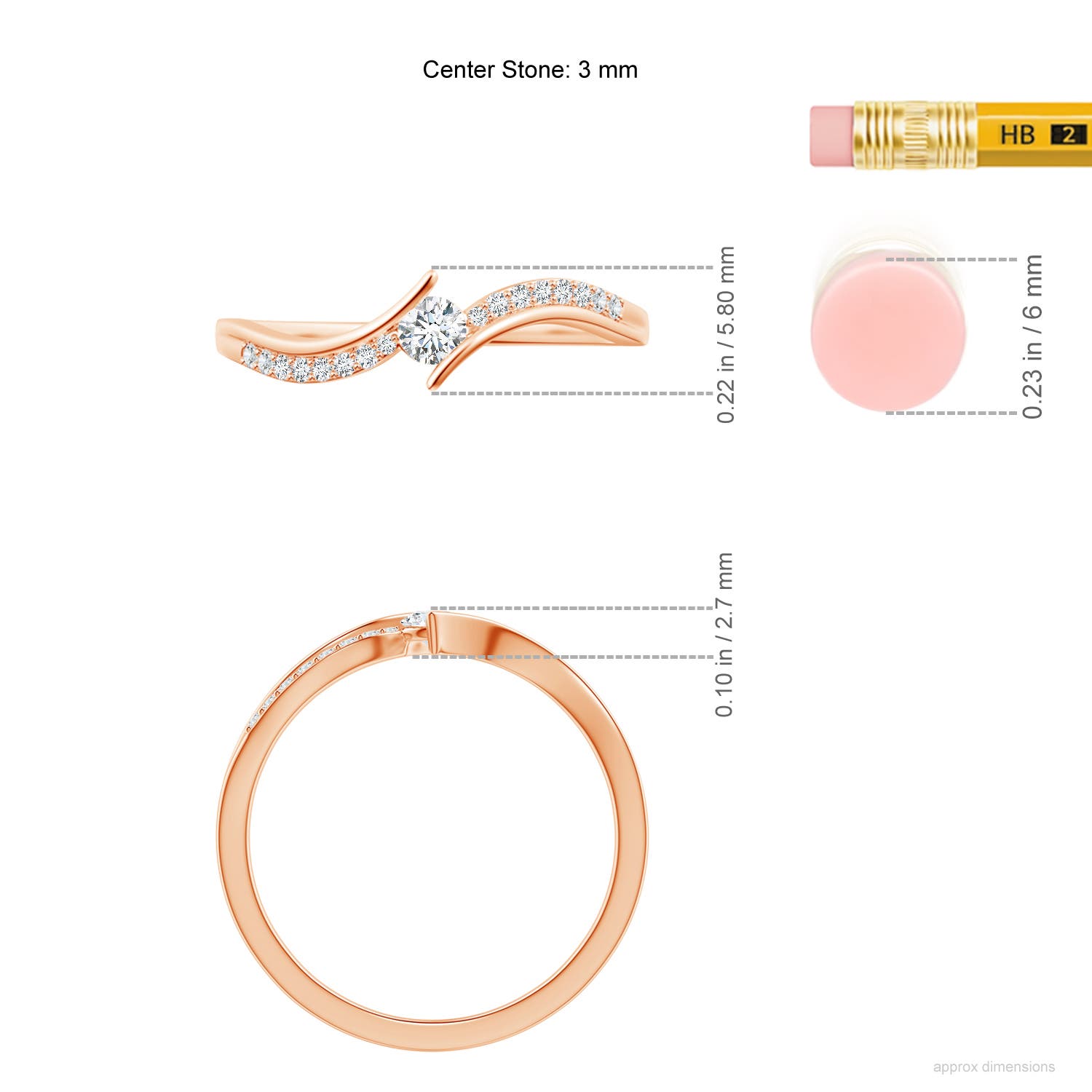 G, VS2 / 0.2 CT / 14 KT Rose Gold