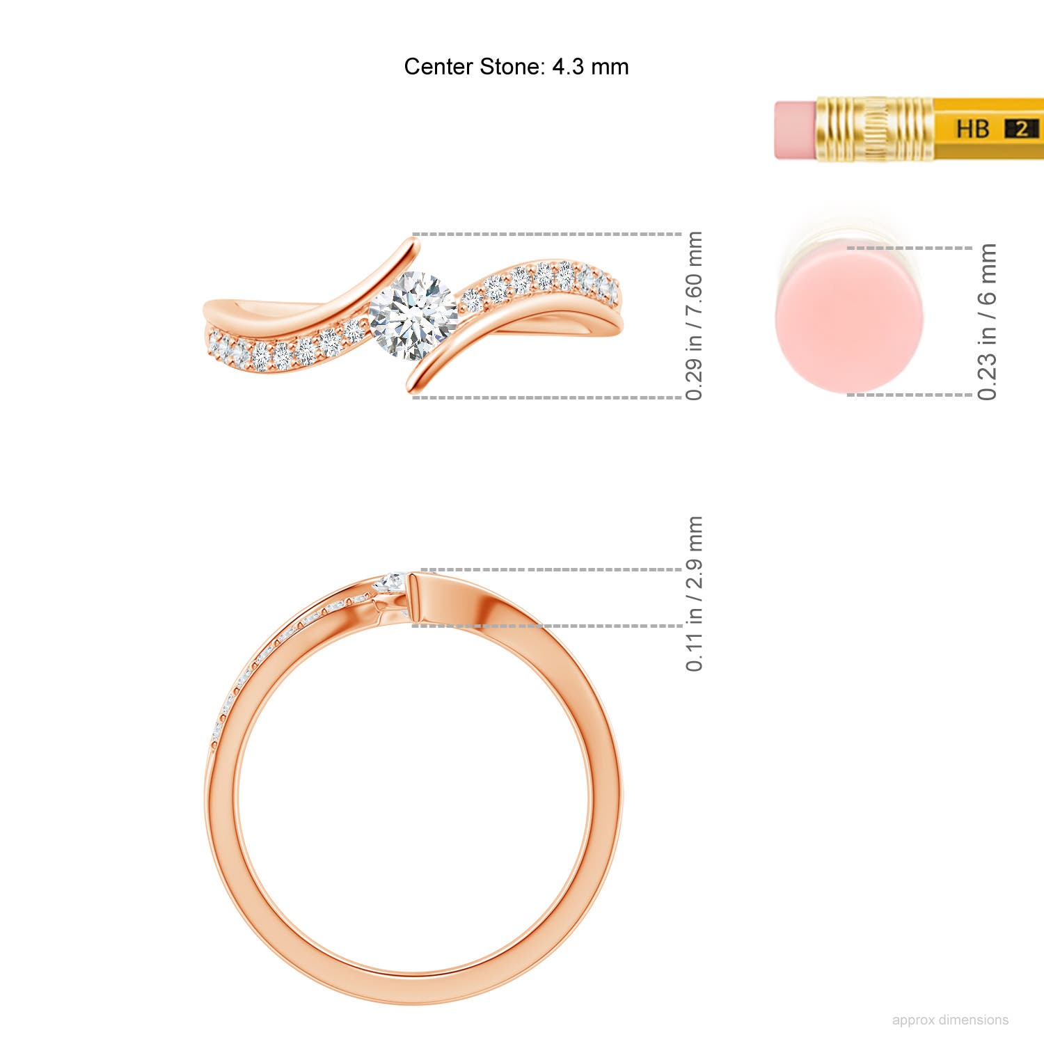 G, VS2 / 0.49 CT / 14 KT Rose Gold