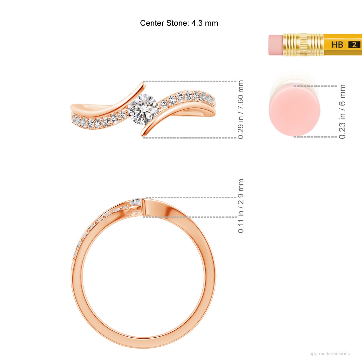 I-J, I1-I2 / 0.49 CT / 14 KT Rose Gold