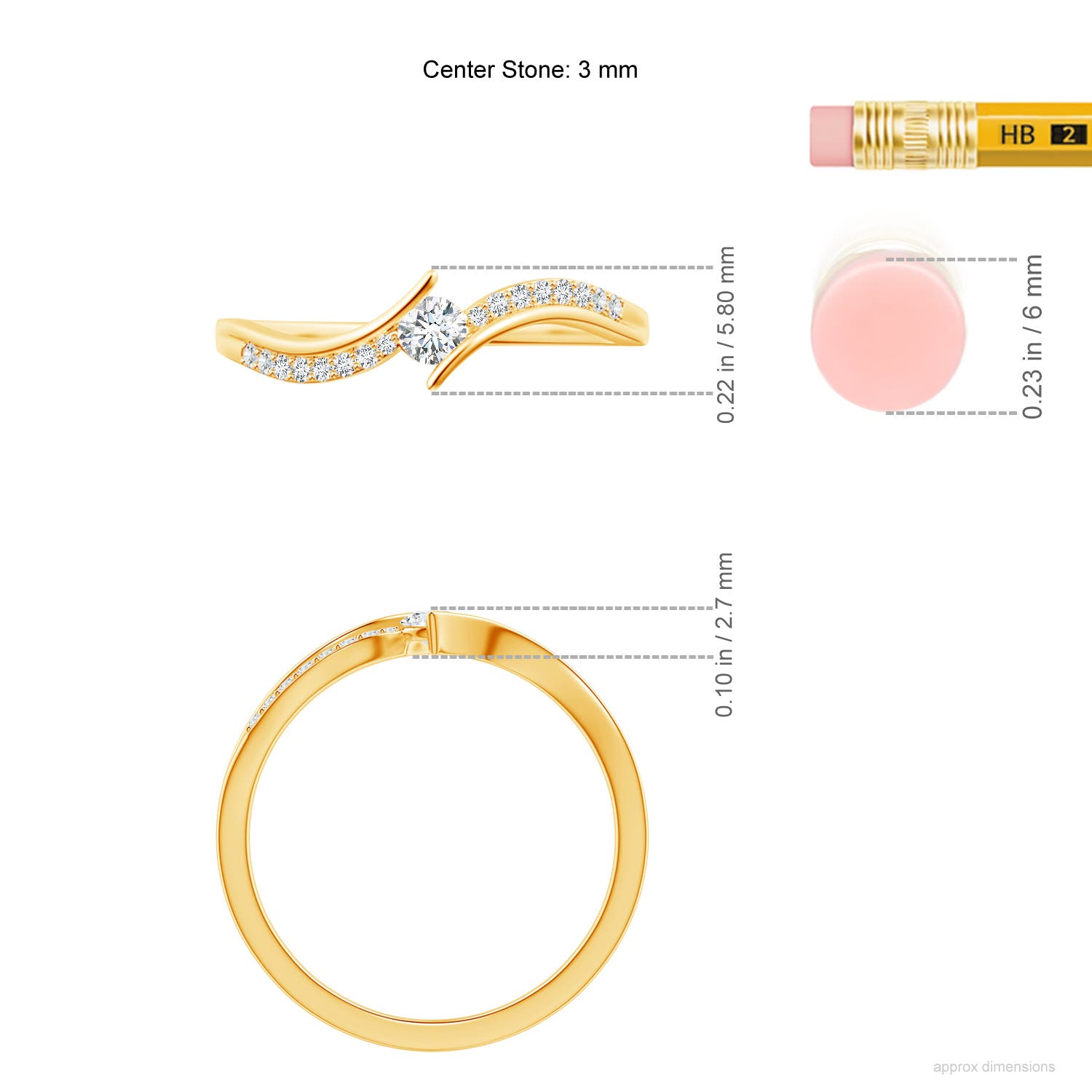 G, VS2 / 0.2 CT / 14 KT Yellow Gold