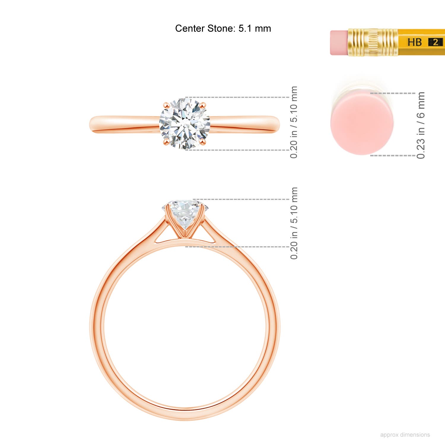 G, VS2 / 0.5 CT / 14 KT Rose Gold