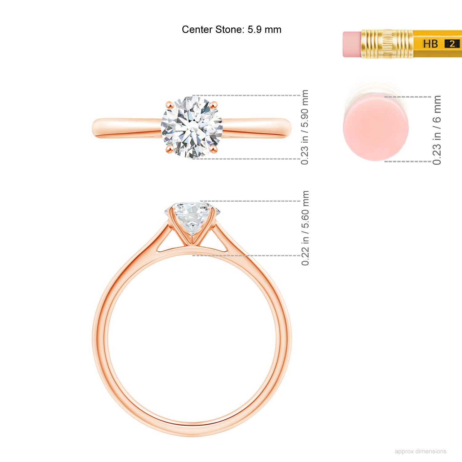 G, VS2 / 0.75 CT / 14 KT Rose Gold