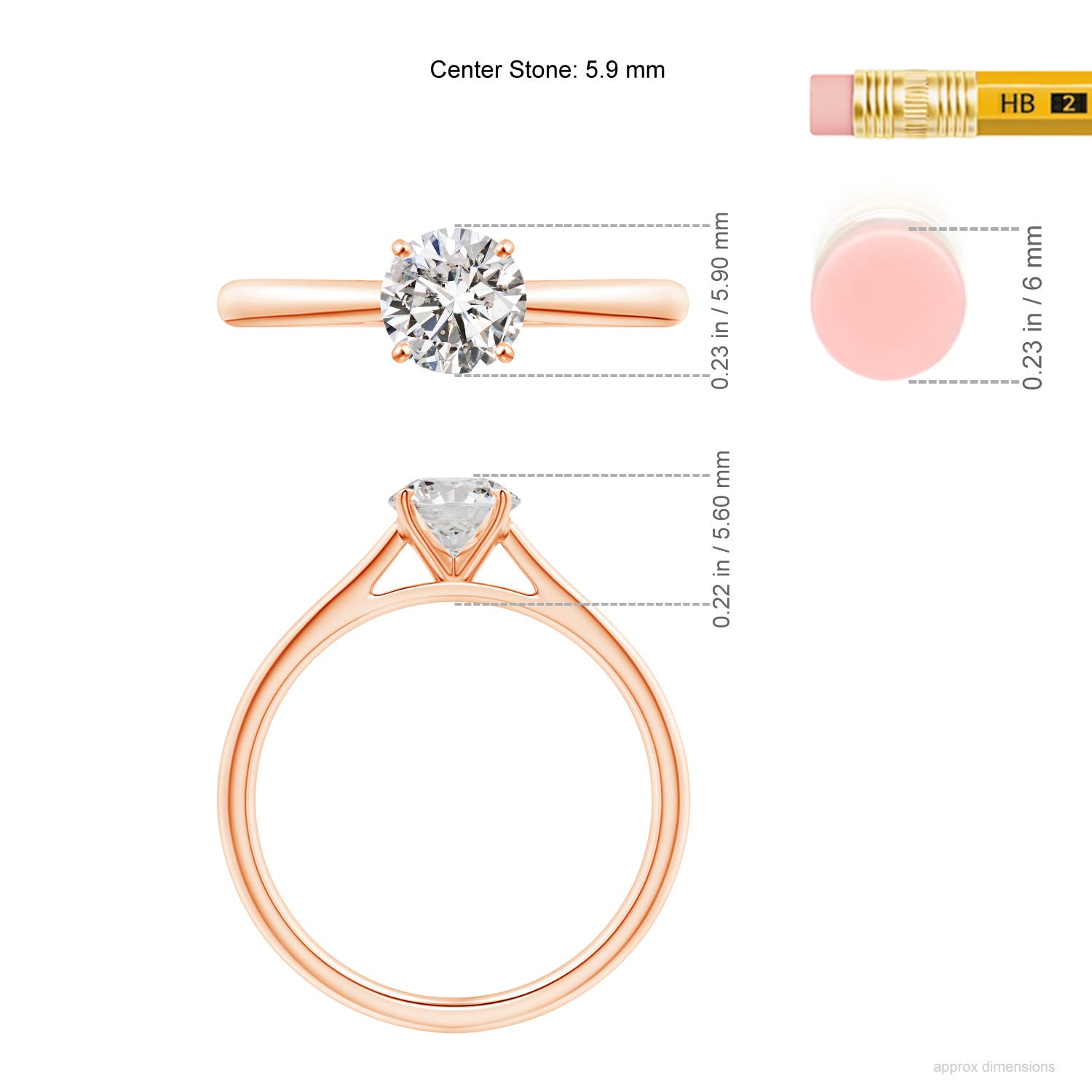 I-J, I1-I2 / 0.75 CT / 14 KT Rose Gold