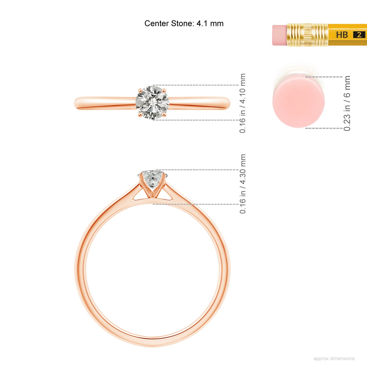 K, I3 / 0.25 CT / 14 KT Rose Gold