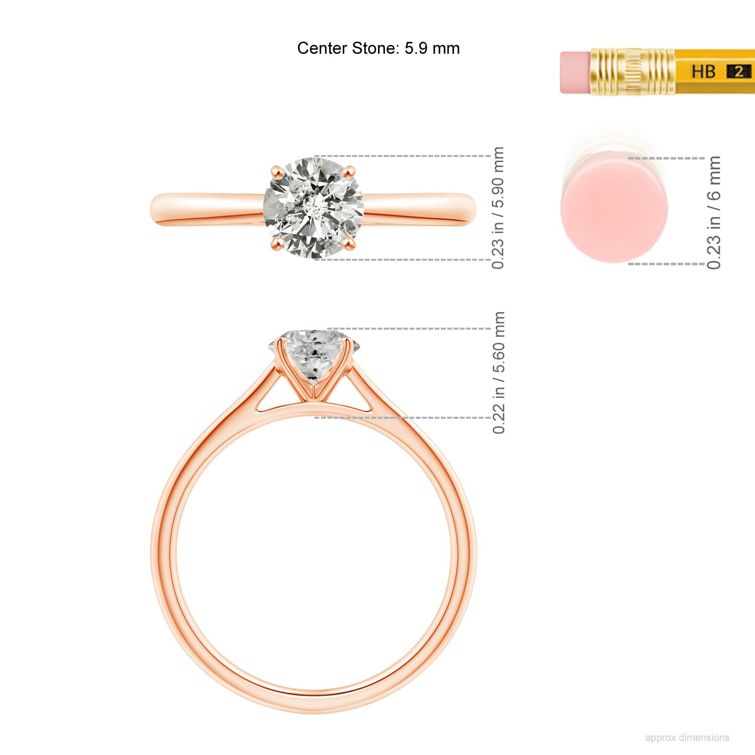 K, I3 / 0.75 CT / 14 KT Rose Gold