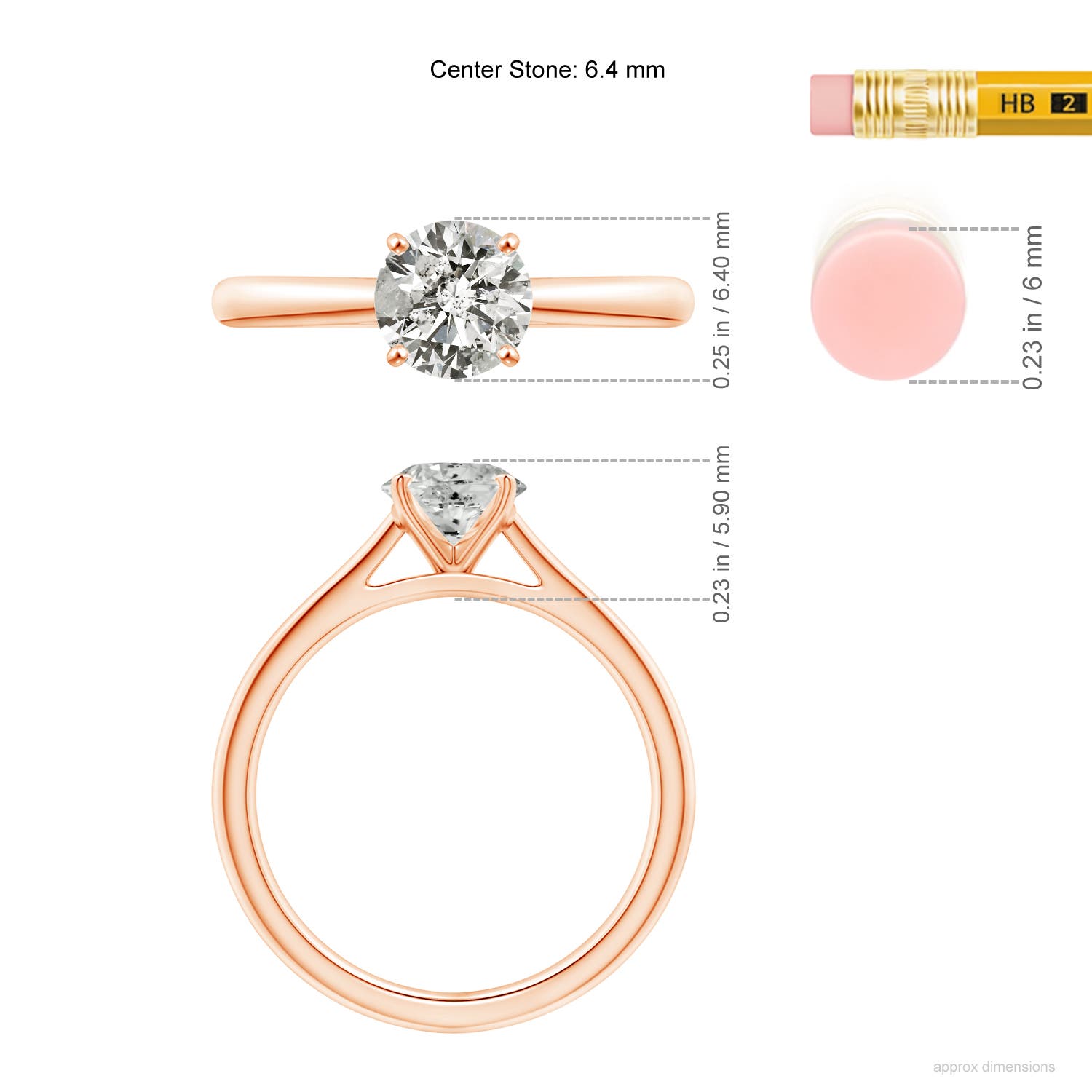 K, I3 / 1 CT / 14 KT Rose Gold