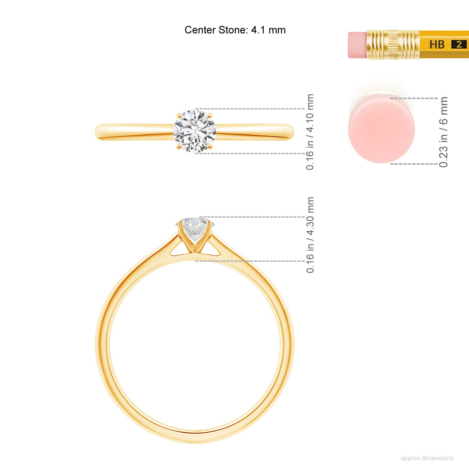 H, SI2 / 0.25 CT / 14 KT Yellow Gold