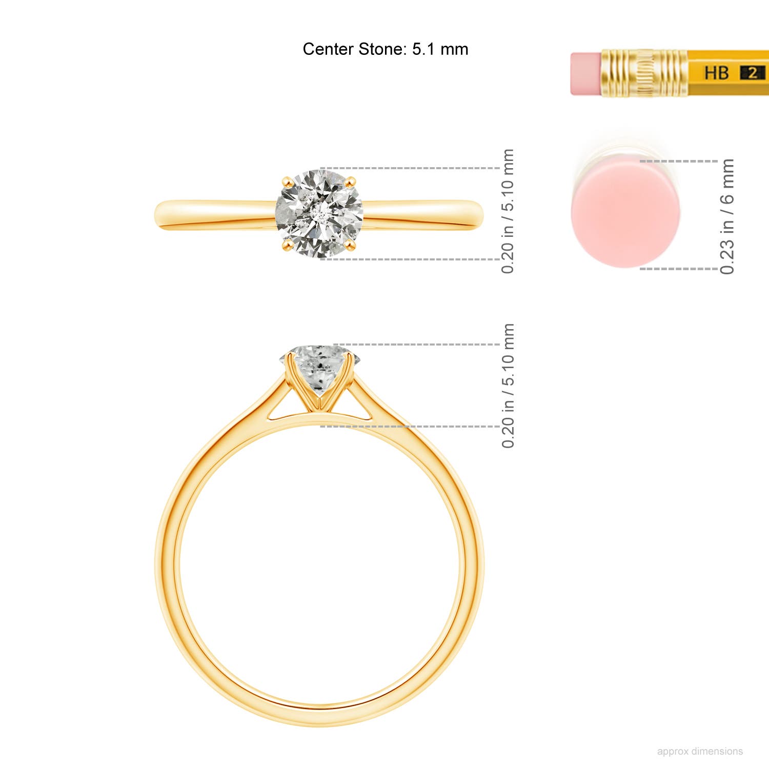 K, I3 / 0.5 CT / 14 KT Yellow Gold