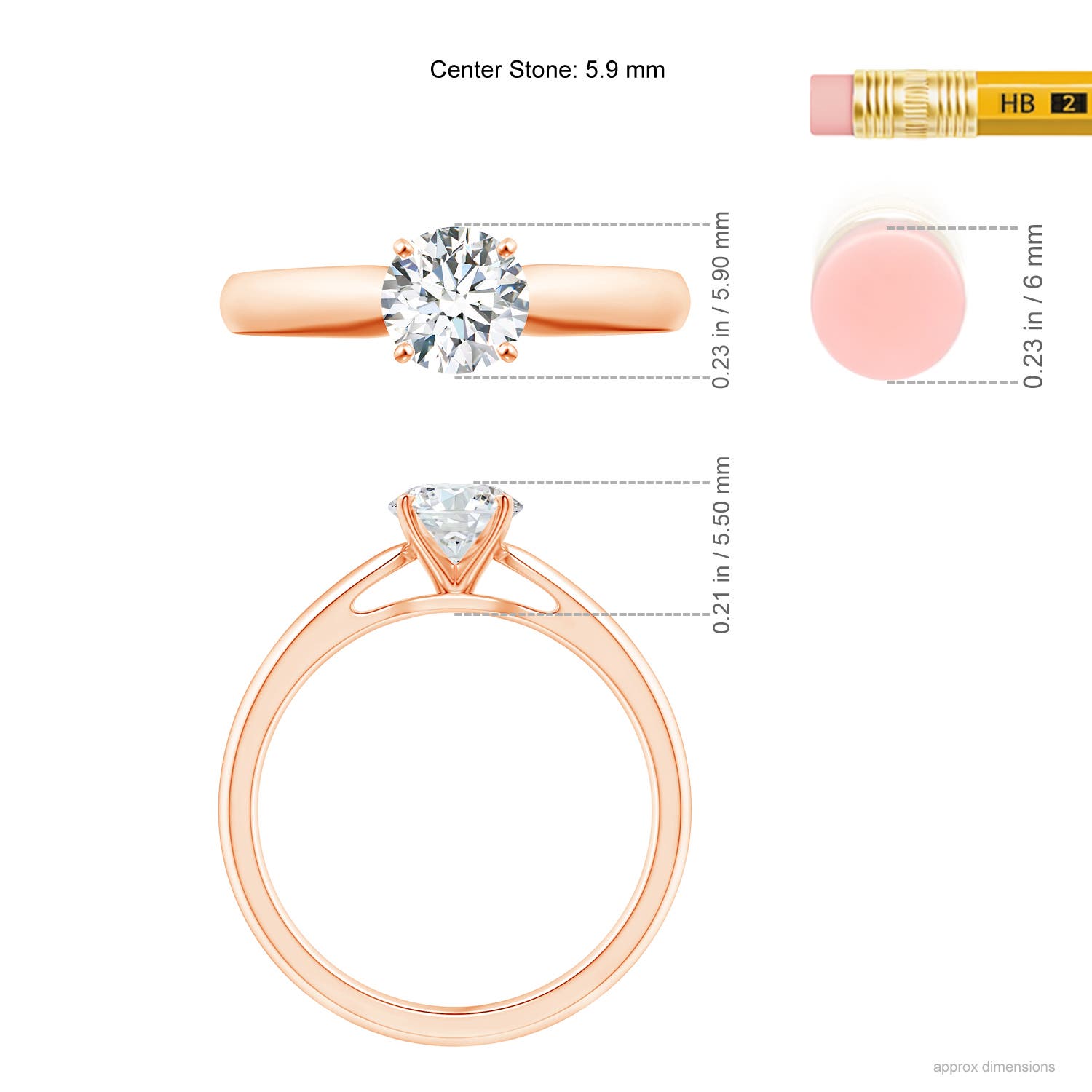 G, VS2 / 0.75 CT / 14 KT Rose Gold