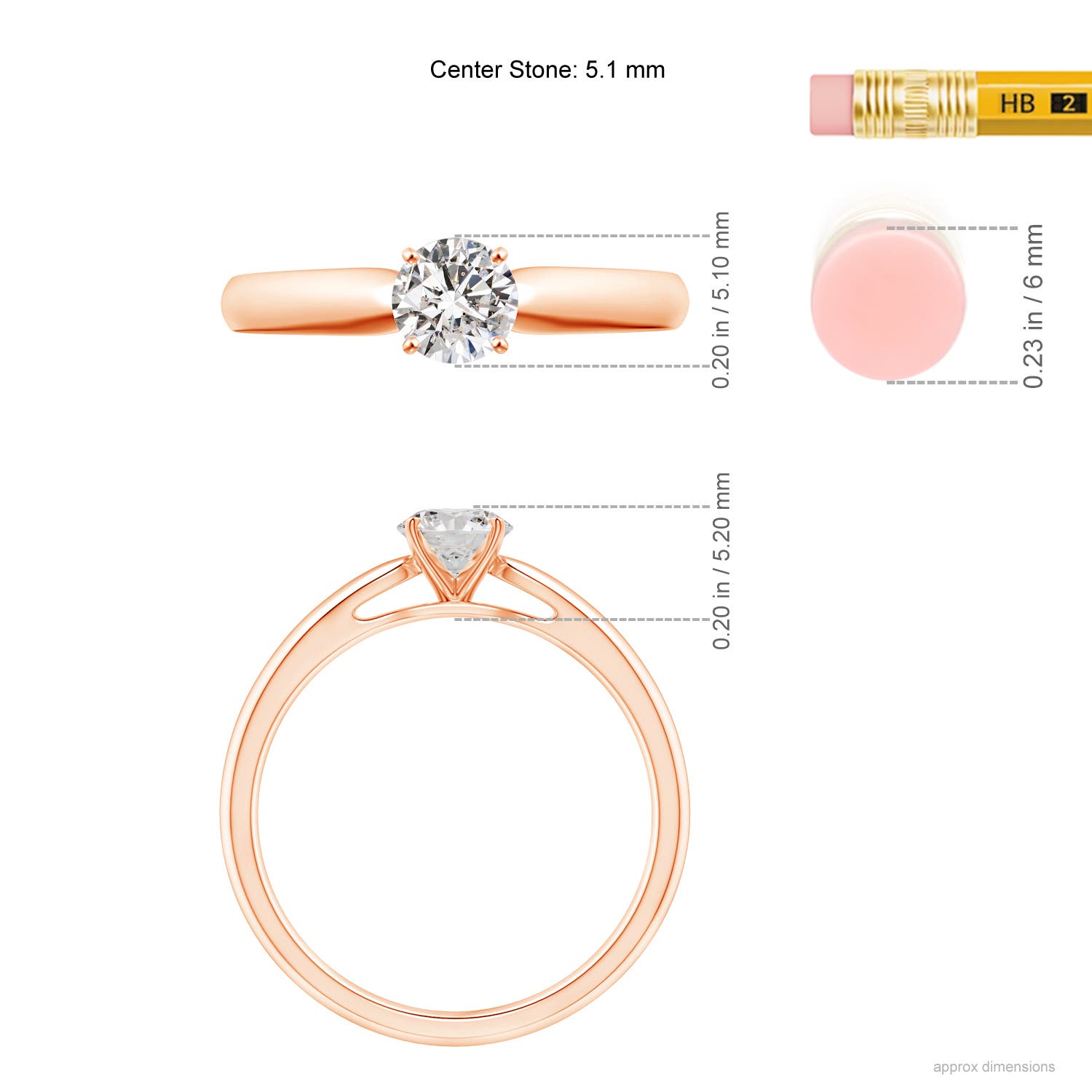 I-J, I1-I2 / 0.5 CT / 14 KT Rose Gold