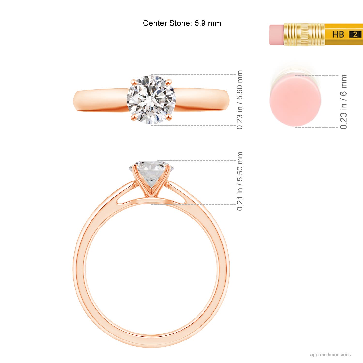 I-J, I1-I2 / 0.75 CT / 14 KT Rose Gold