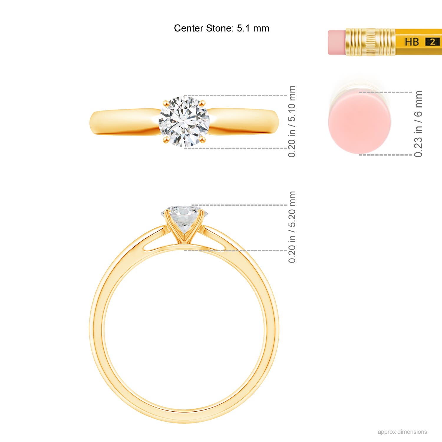 H, SI2 / 0.5 CT / 14 KT Yellow Gold