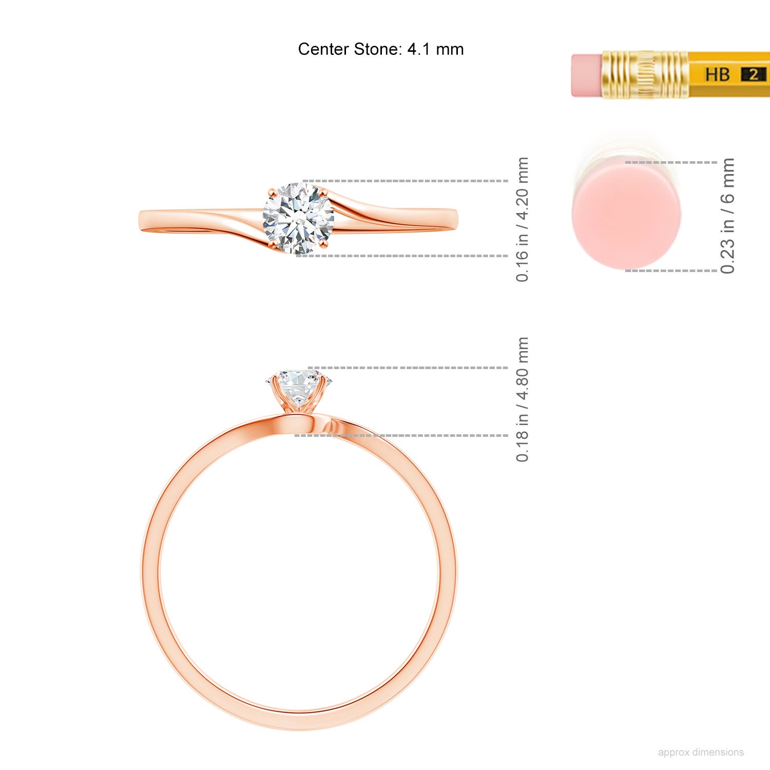 G, VS2 / 0.25 CT / 14 KT Rose Gold