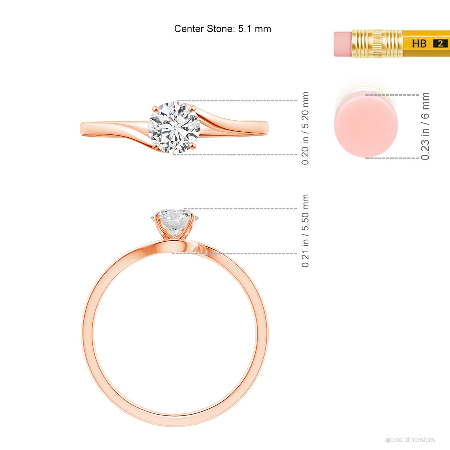 H, SI2 / 0.5 CT / 14 KT Rose Gold