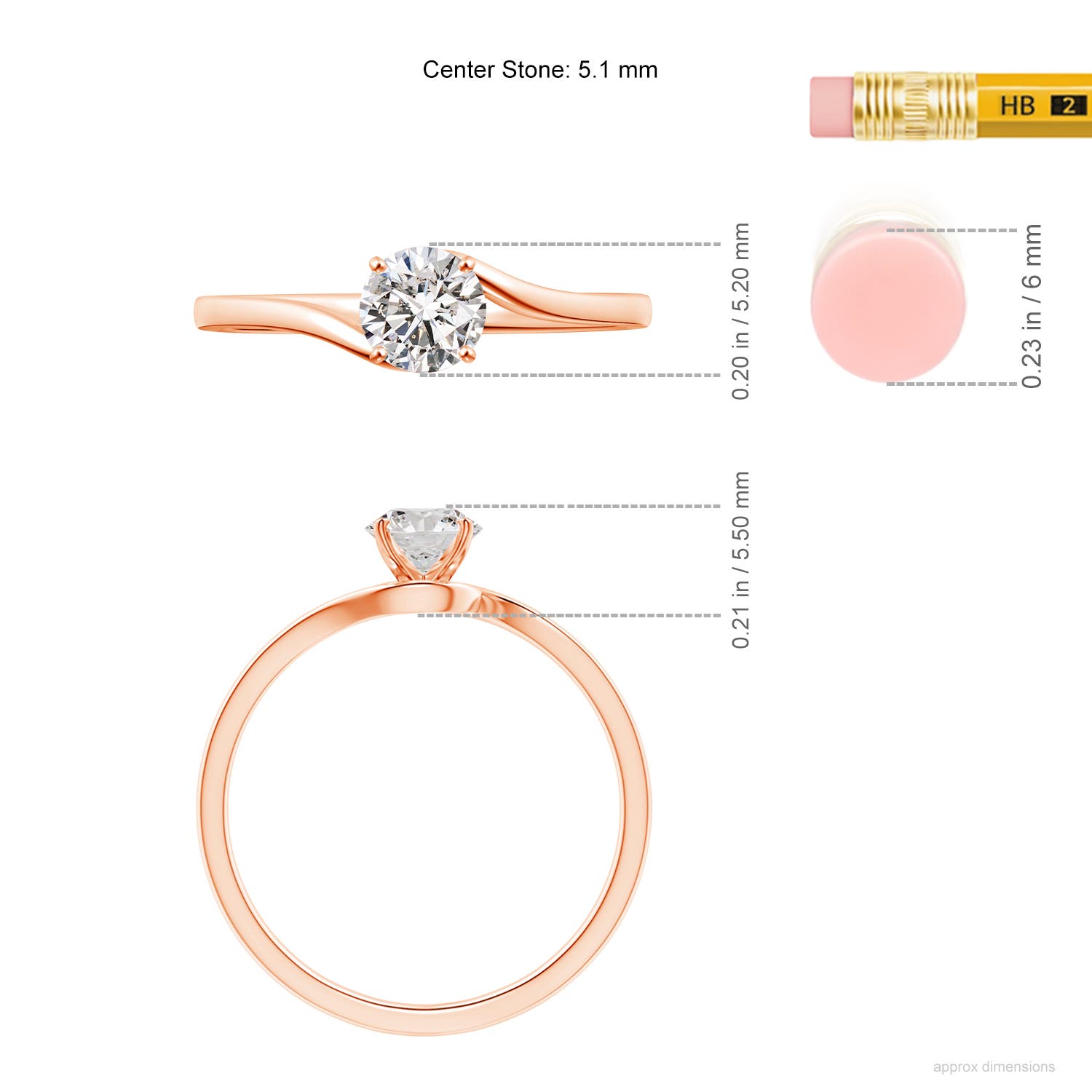 I-J, I1-I2 / 0.5 CT / 14 KT Rose Gold