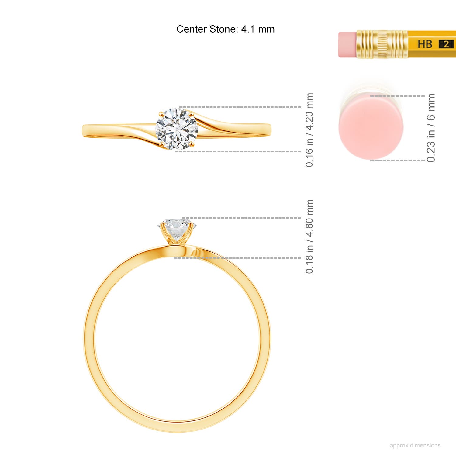 H, SI2 / 0.25 CT / 14 KT Yellow Gold