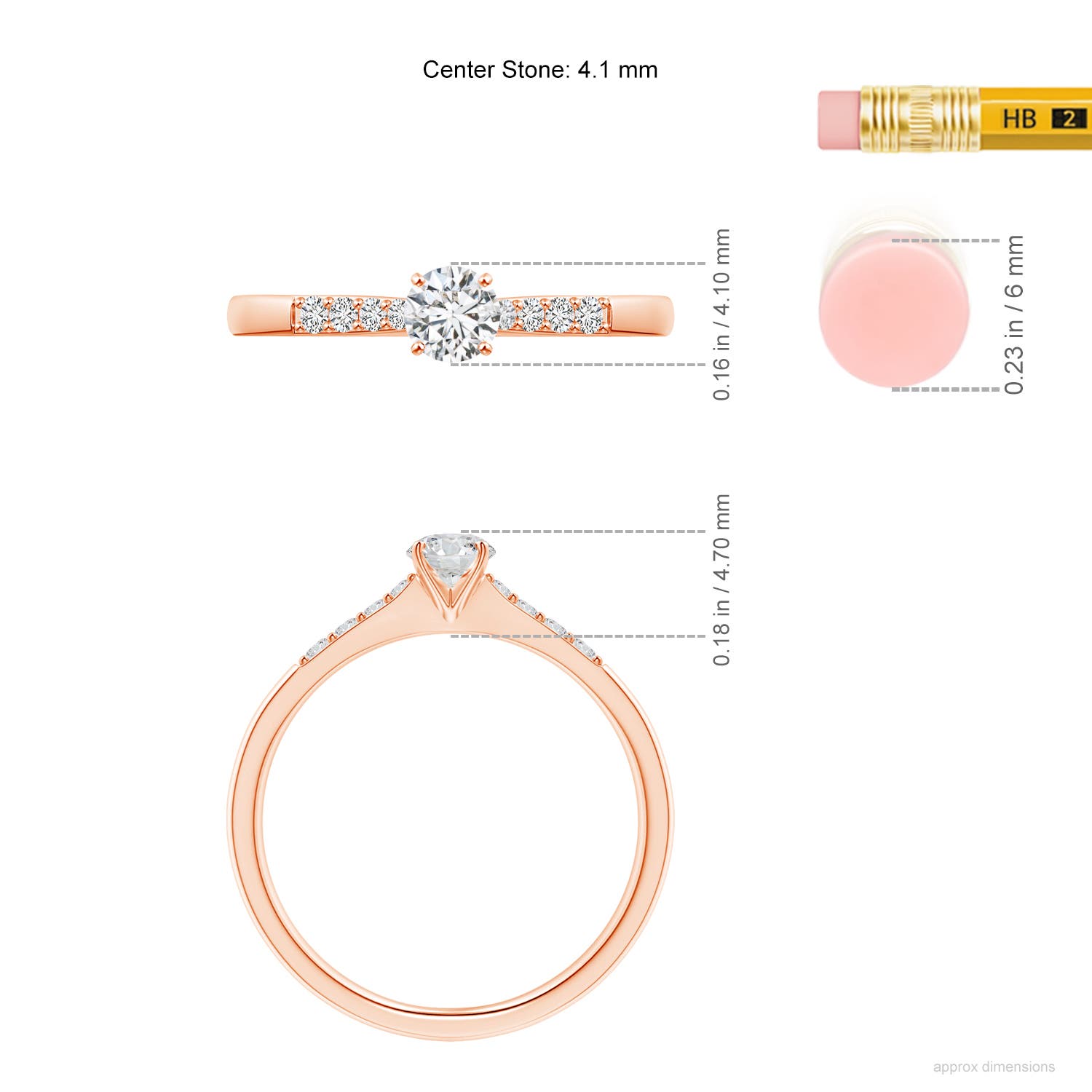 H, SI2 / 0.33 CT / 14 KT Rose Gold