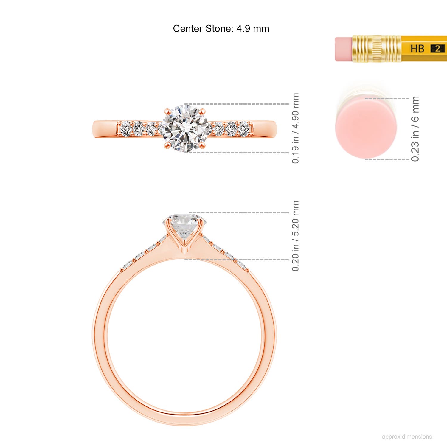 I-J, I1-I2 / 0.52 CT / 14 KT Rose Gold