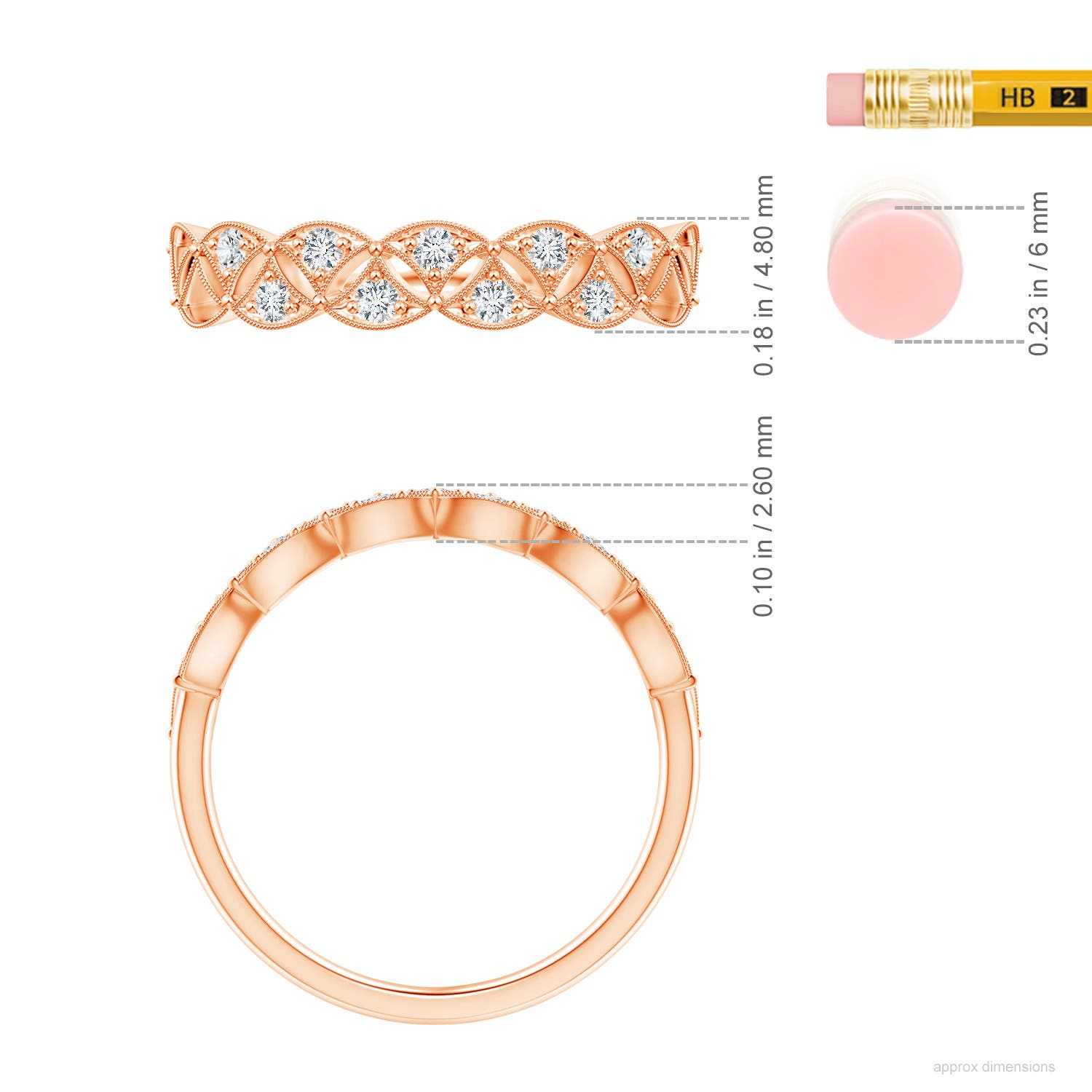 G, VS2 / 0.16 CT / 14 KT Rose Gold