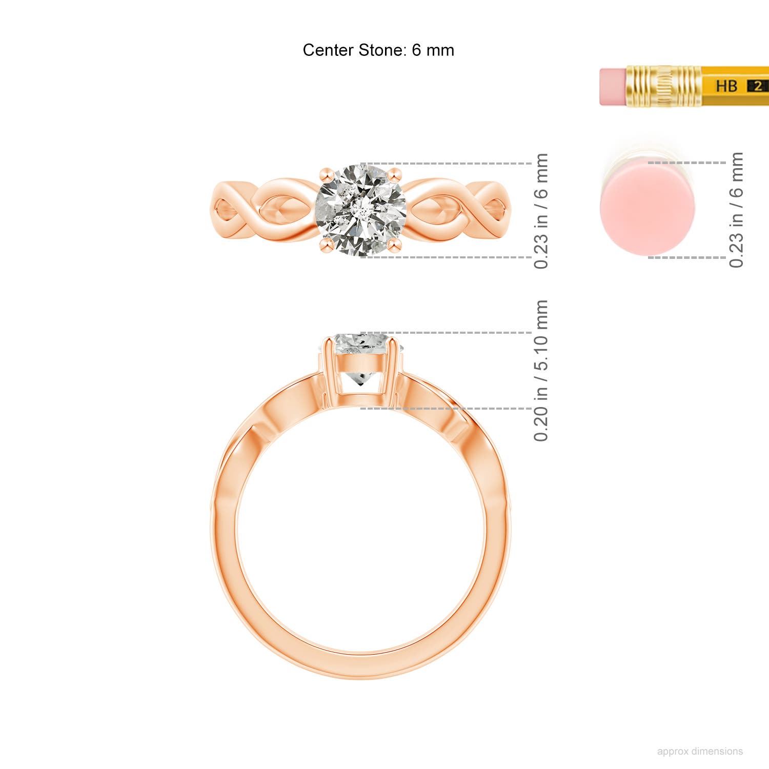 K, I3 / 0.8 CT / 14 KT Rose Gold