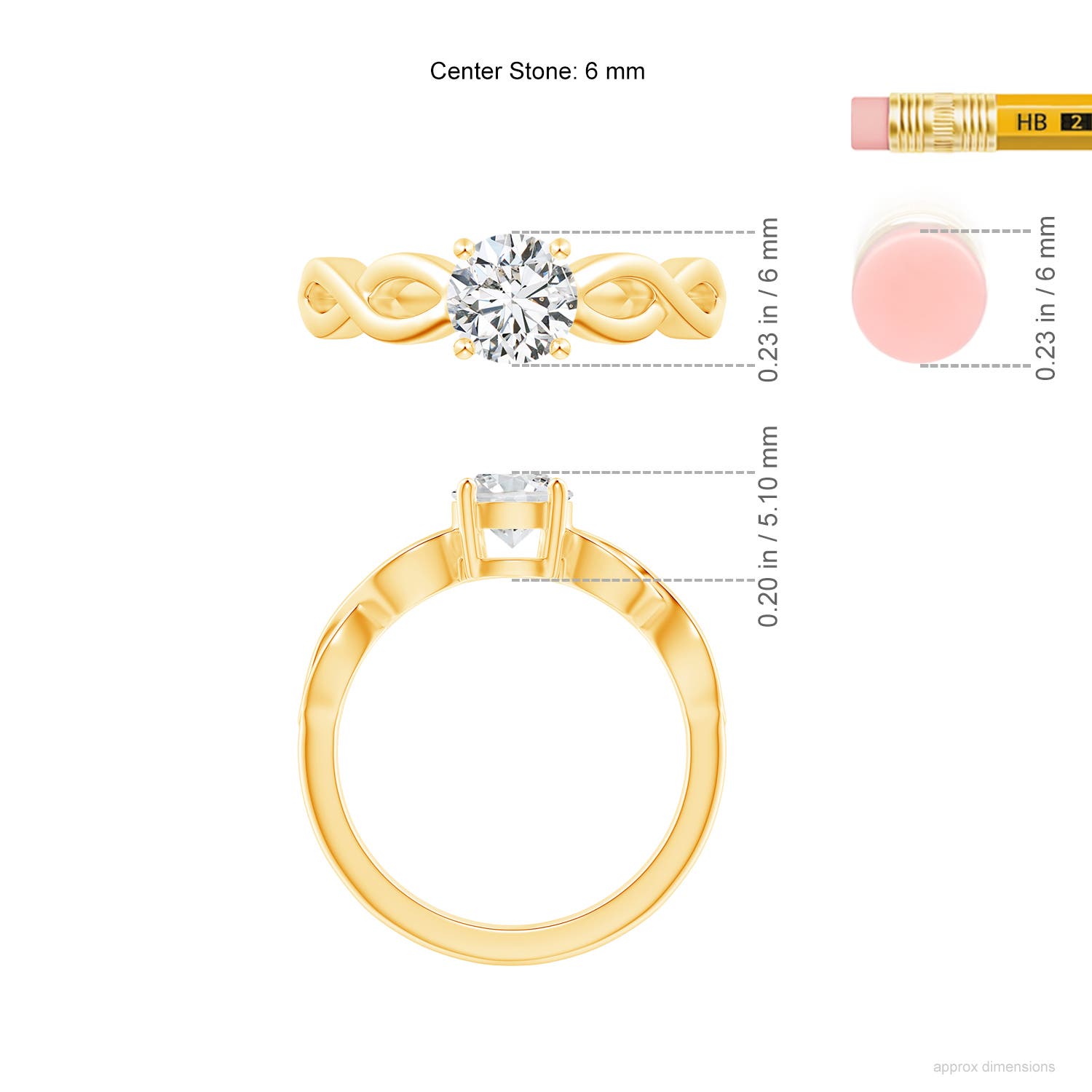 H, SI2 / 0.8 CT / 14 KT Yellow Gold