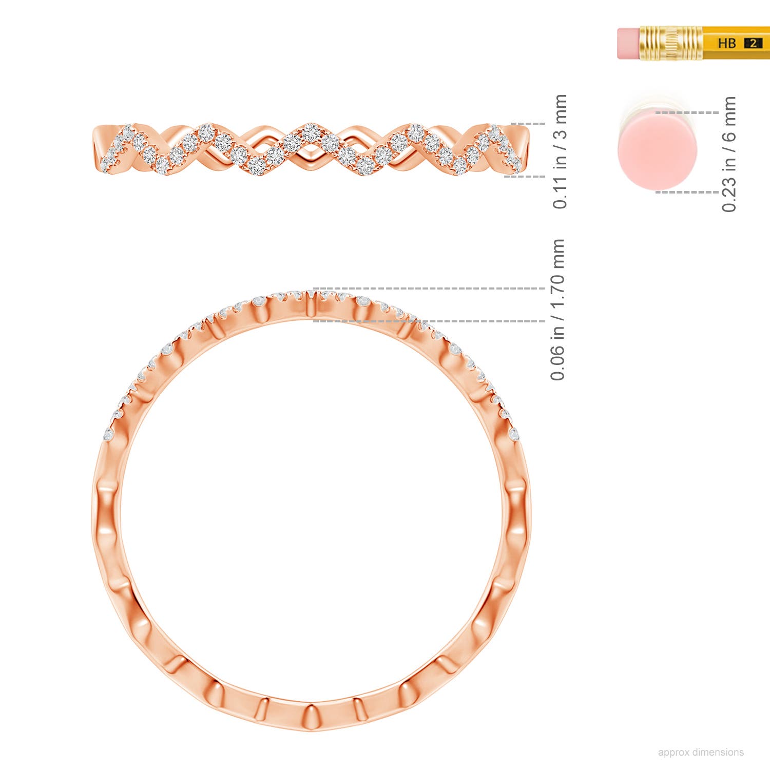 H, SI2 / 0.09 CT / 14 KT Rose Gold