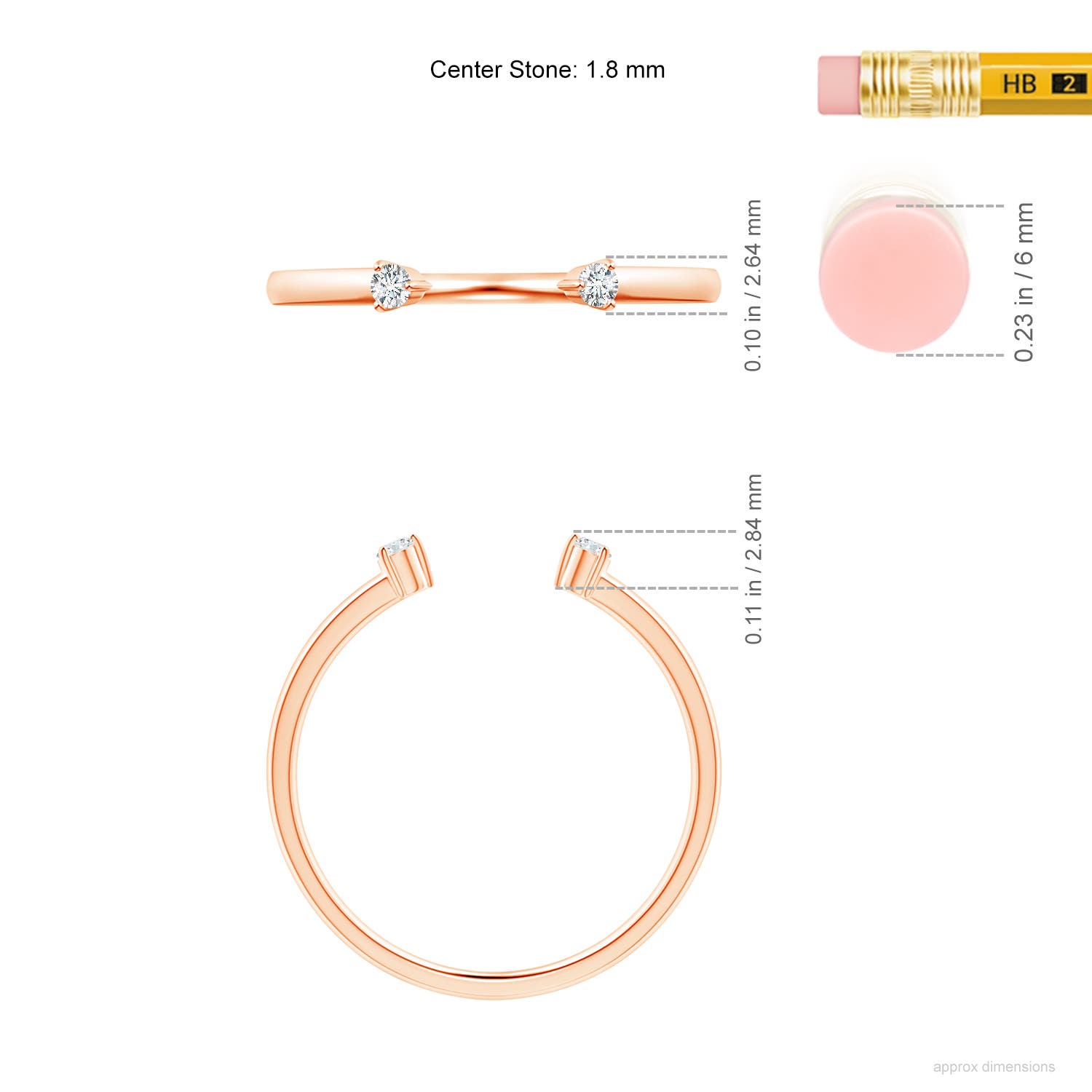 G, VS2 / 0.05 CT / 14 KT Rose Gold