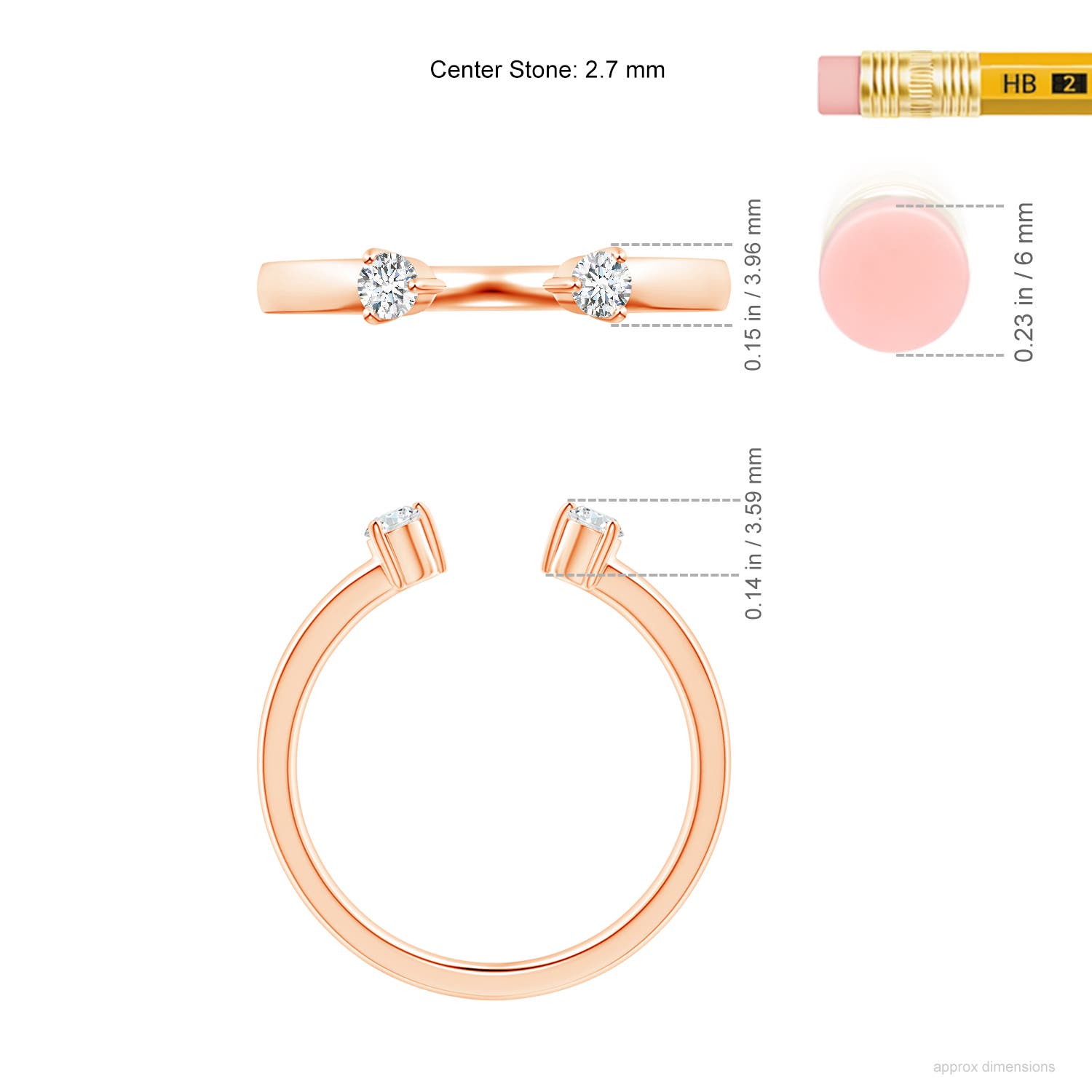 G, VS2 / 0.16 CT / 14 KT Rose Gold