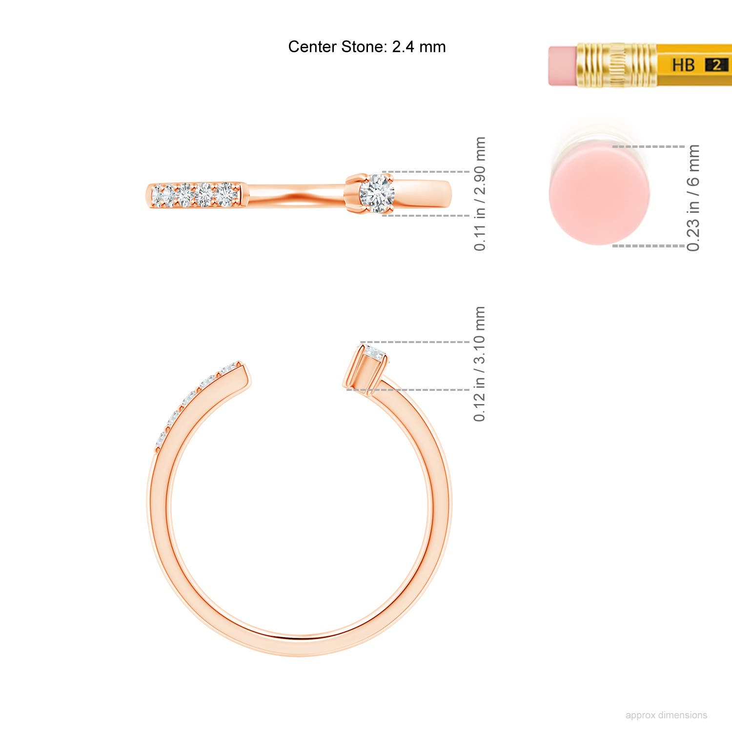 G, VS2 / 0.15 CT / 14 KT Rose Gold