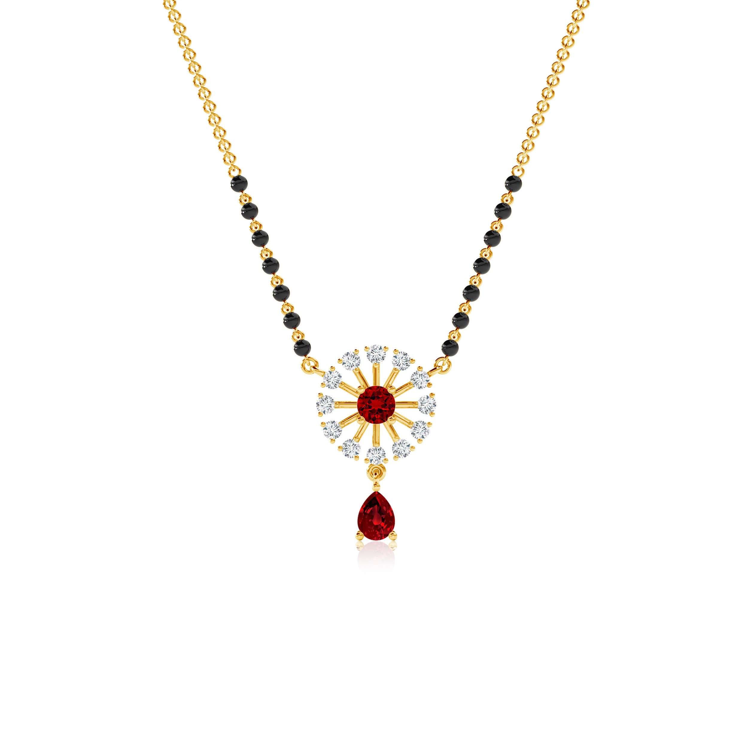 Premium - Lab-Grown Ruby / 0.49 CT / 14 KT Yellow Gold