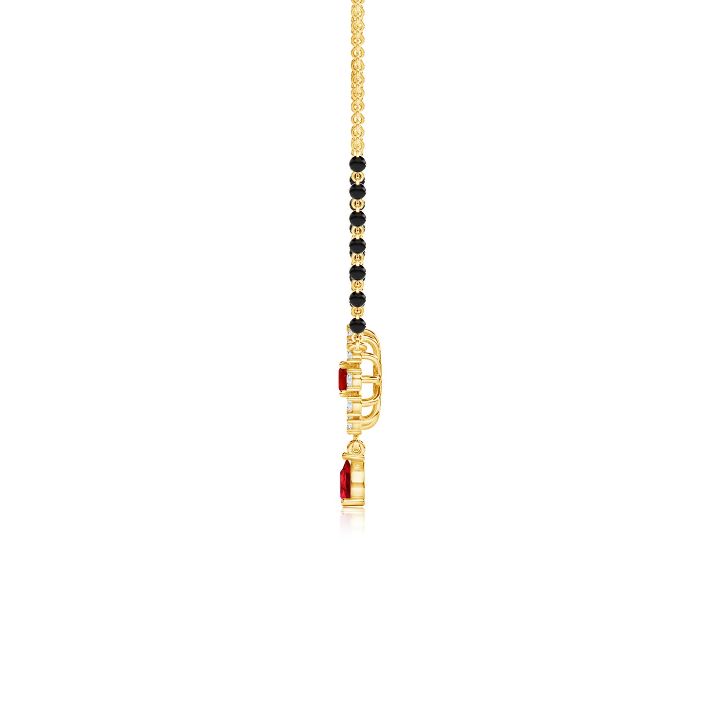Lab-Grown Diamond Floral with Ruby Drop Mangalsutra