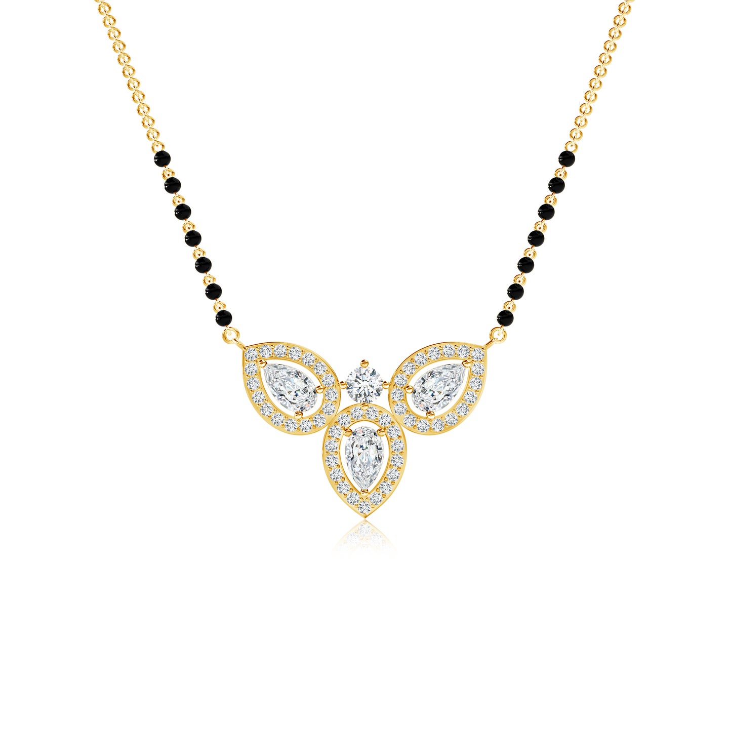 Pear Trio Lab-Grown Diamond with Halo Mangalsutra