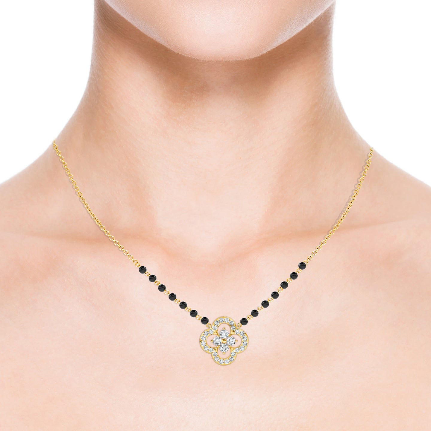 Clover Shape Lab-Grown Diamond Mangalsutra