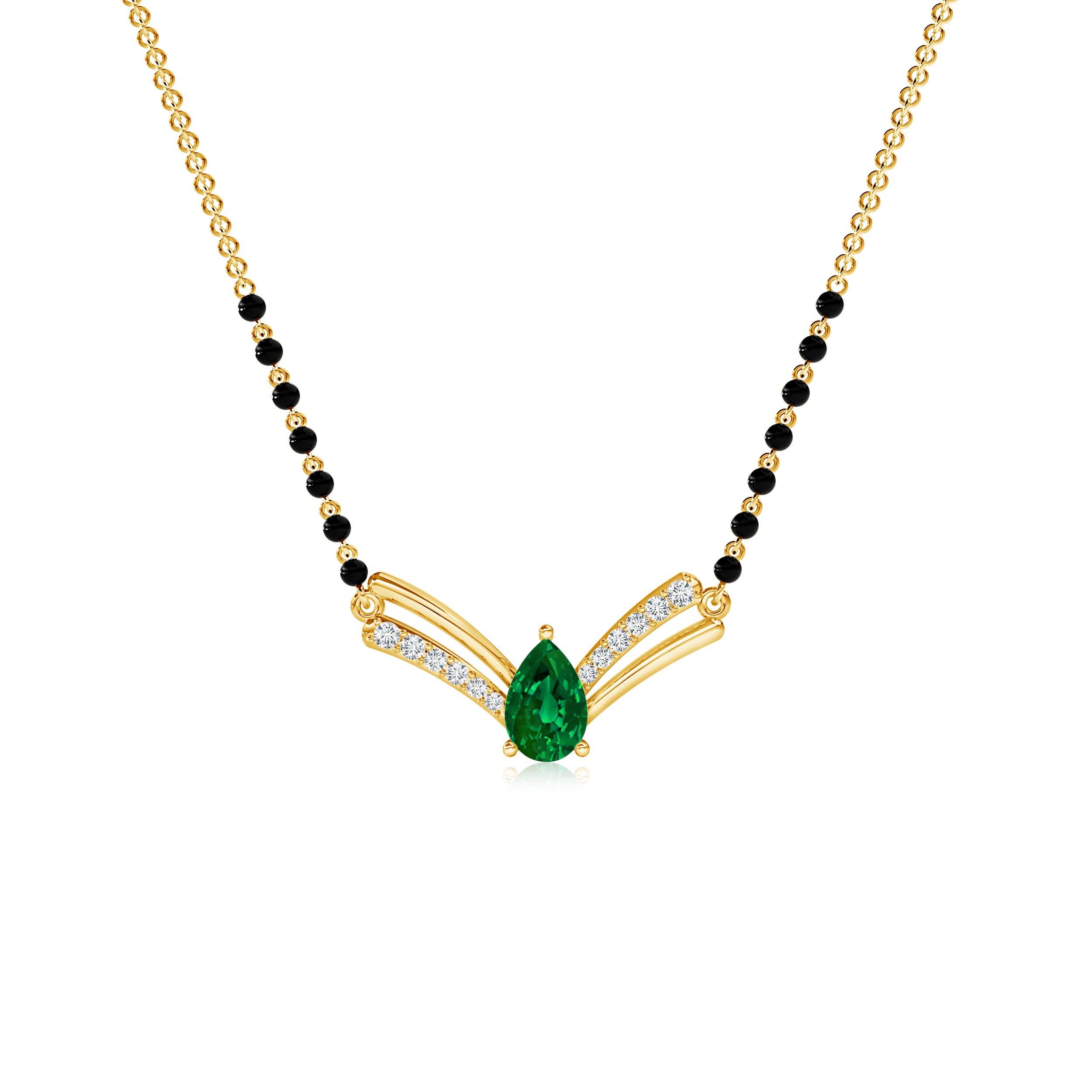 Premium - Lab-Grown Emerald / 0.43 CT / 14 KT Yellow Gold