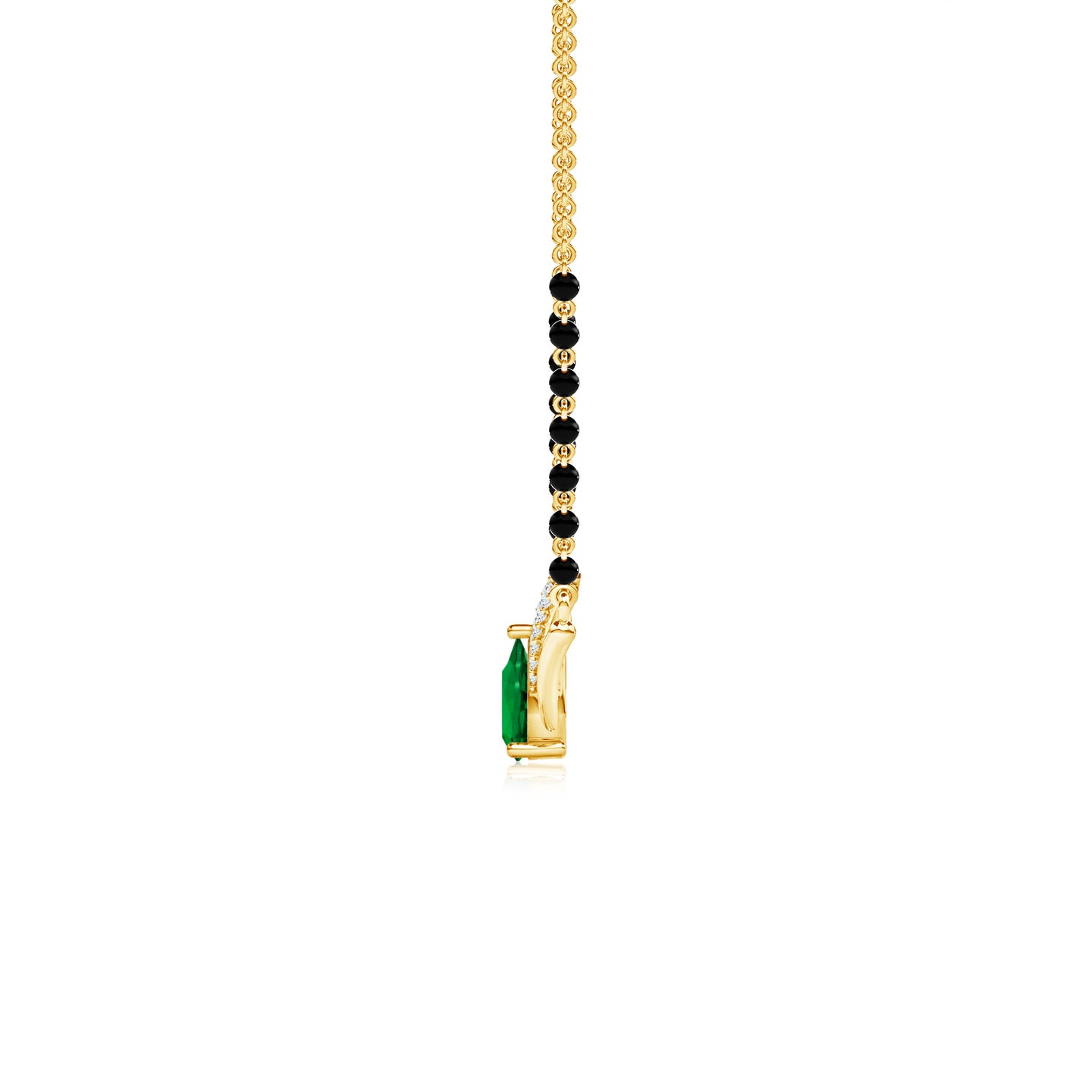 Emerald Teardrop with Lab-Grown Diamond V Mangalsutra