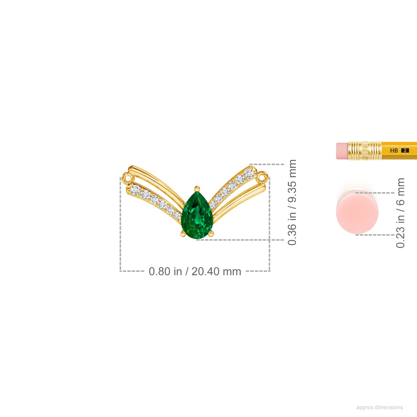 Emerald Teardrop with Lab-Grown Diamond V Mangalsutra