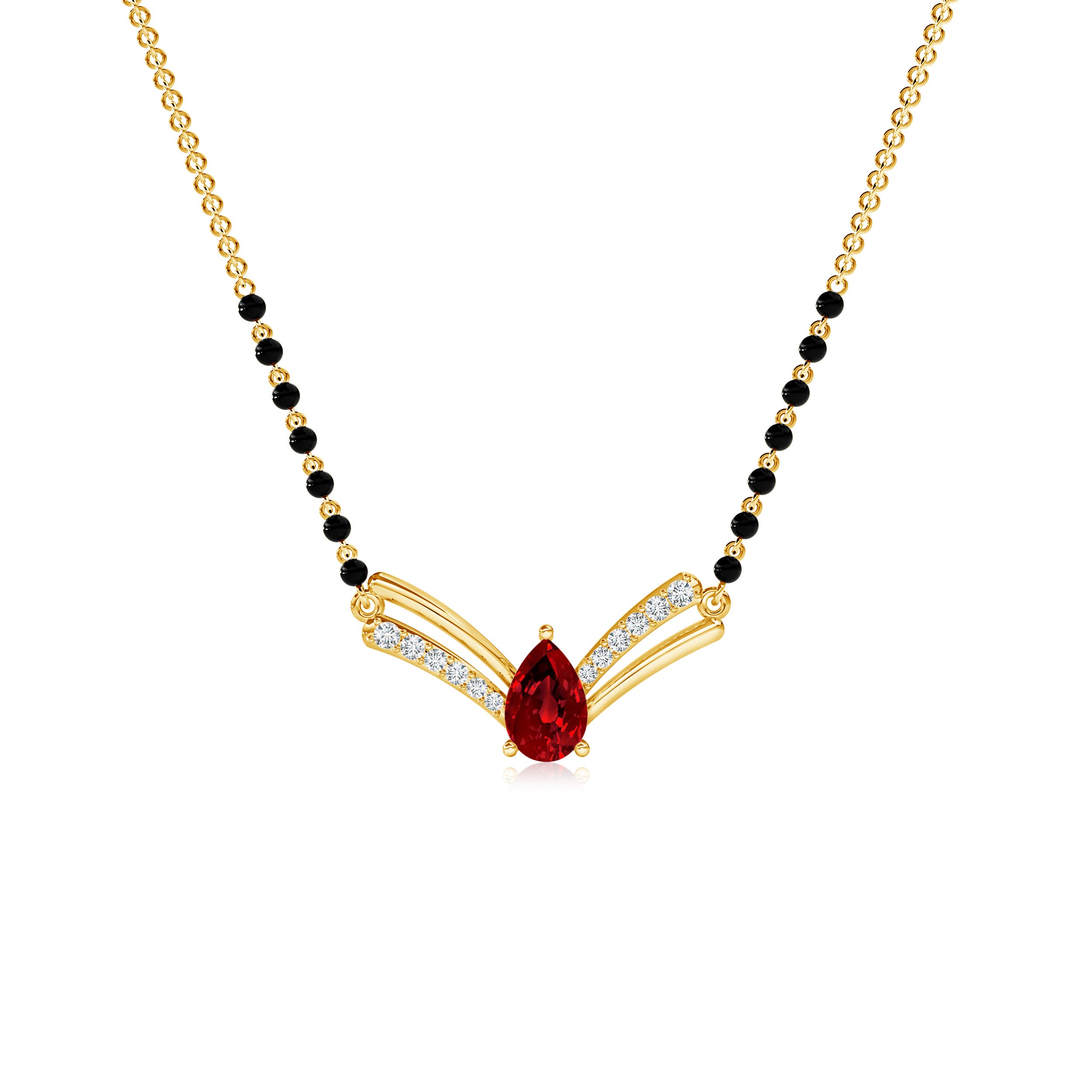 Premium - Lab-Grown Ruby / 0.48 CT / 14 KT Yellow Gold