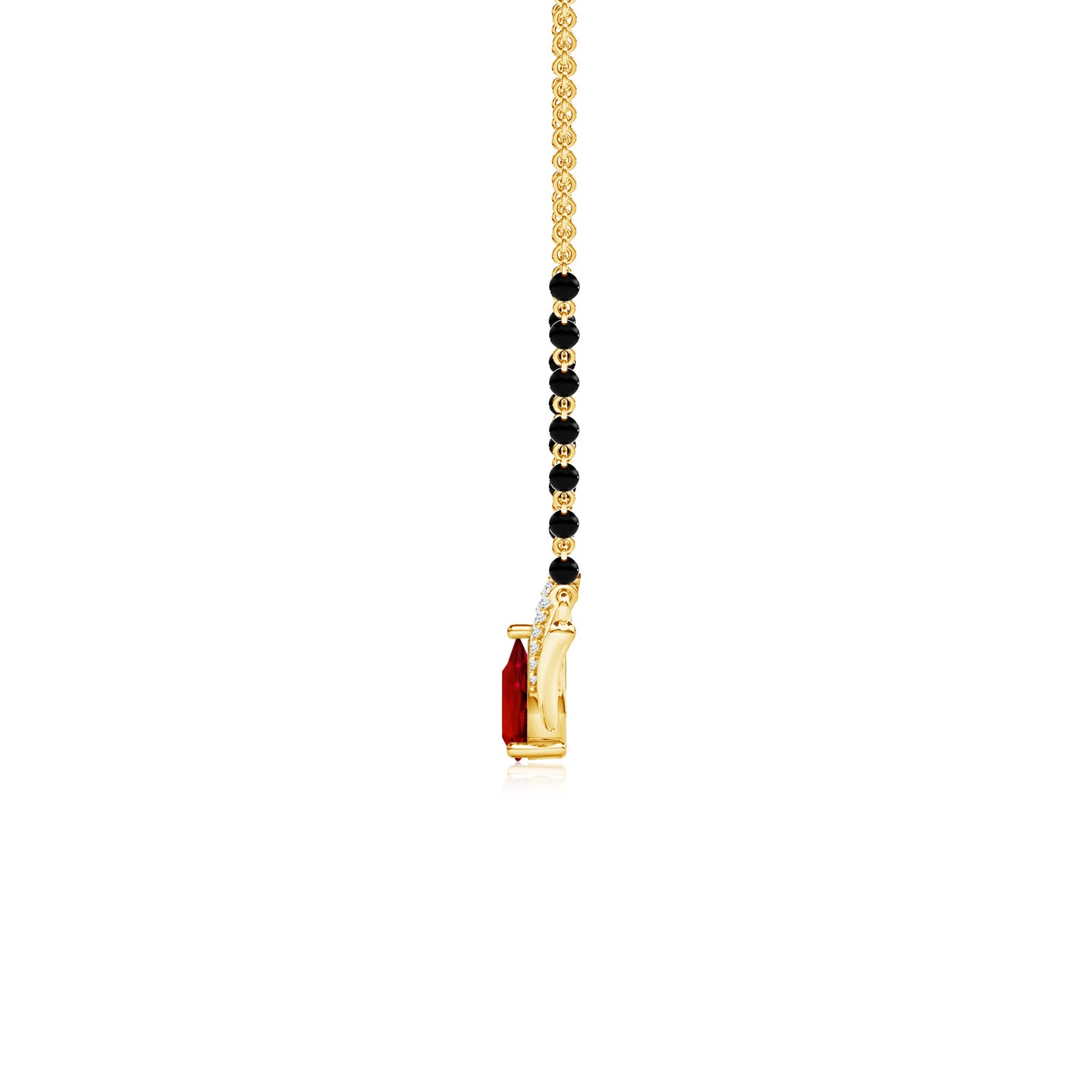 Ruby Teardrop with Lab-Grown Diamond V Mangalsutra