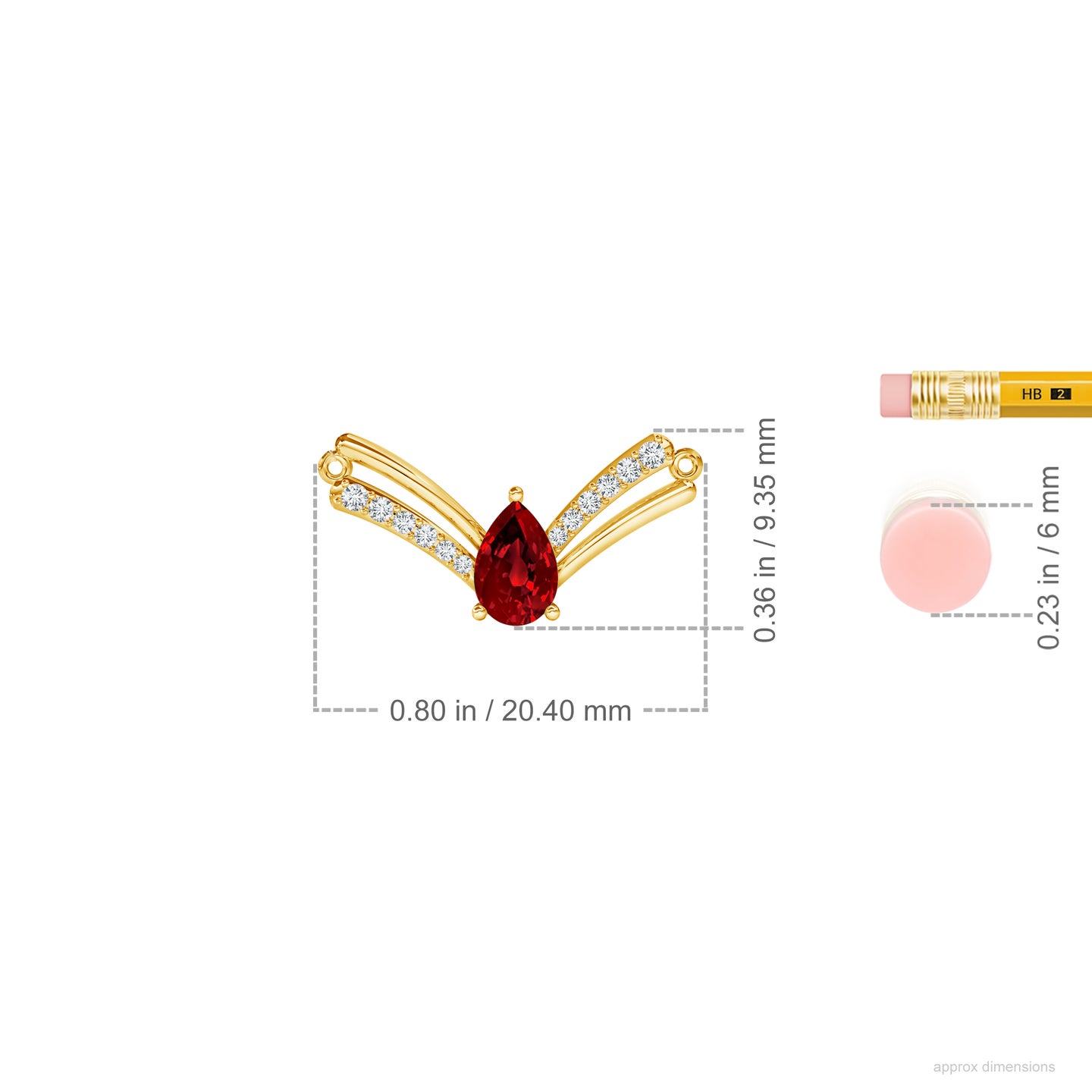 Ruby Teardrop with Lab-Grown Diamond V Mangalsutra