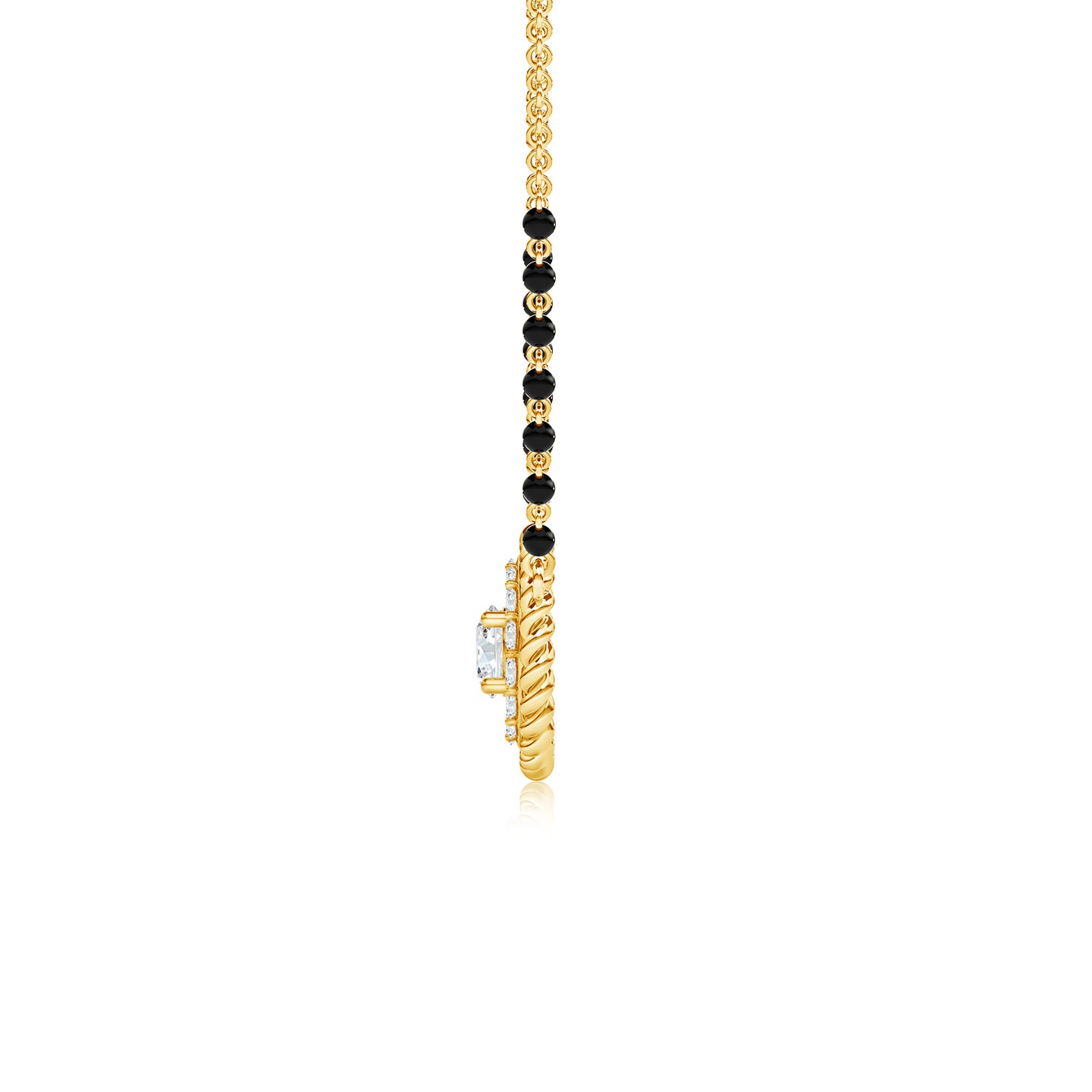 Solitaire Lab-Grown Diamond with Halo and Twisted Wire Mangalsutra