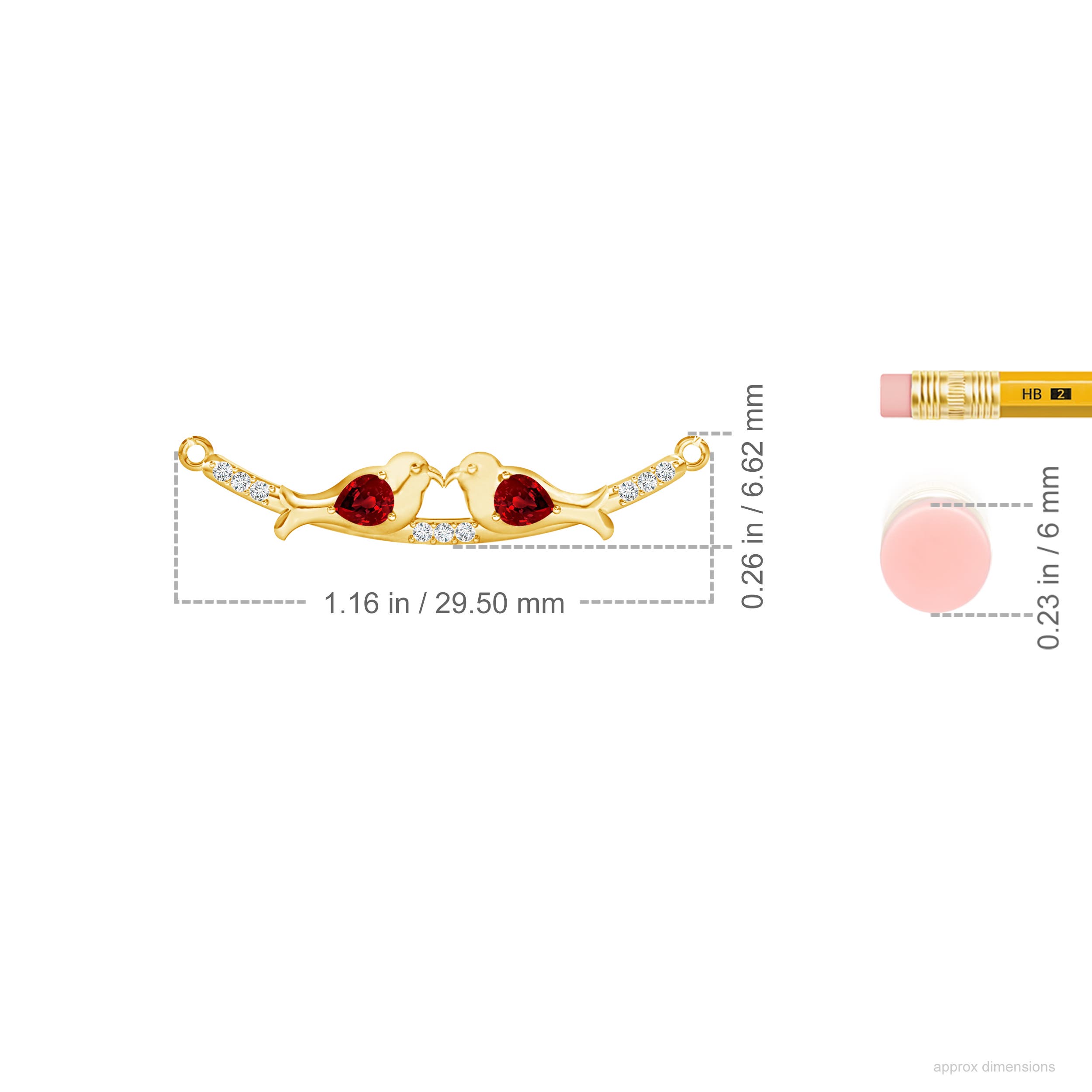 Premium - Lab-Grown Ruby / 0.39 CT / 14 KT Yellow Gold